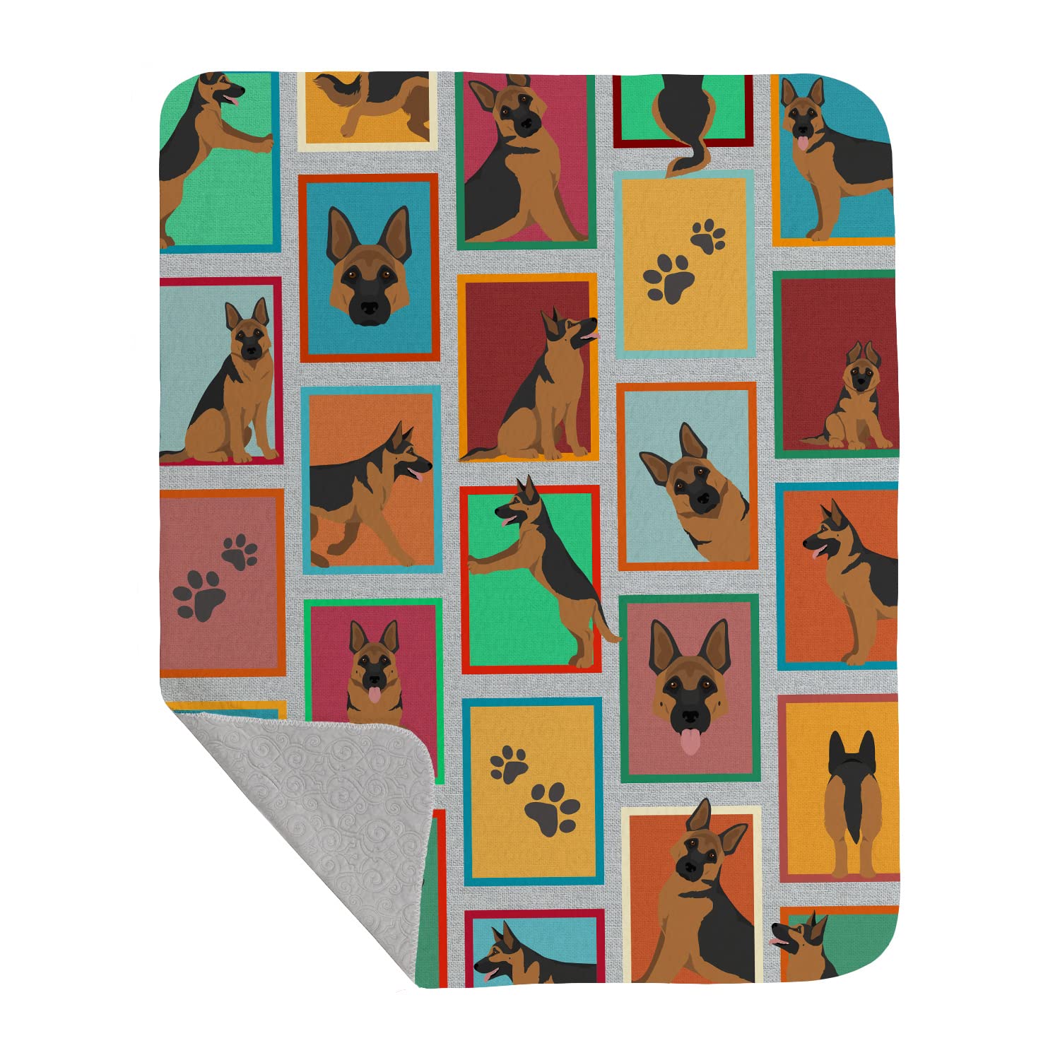 Carolines Treasures MLM1096LQB Lots of German Shepherd Quilted Blanket 50x60 Artwork Pattern Quilted Throw Blanket for Bed, Couch, Sofa, Soft and Lightweight