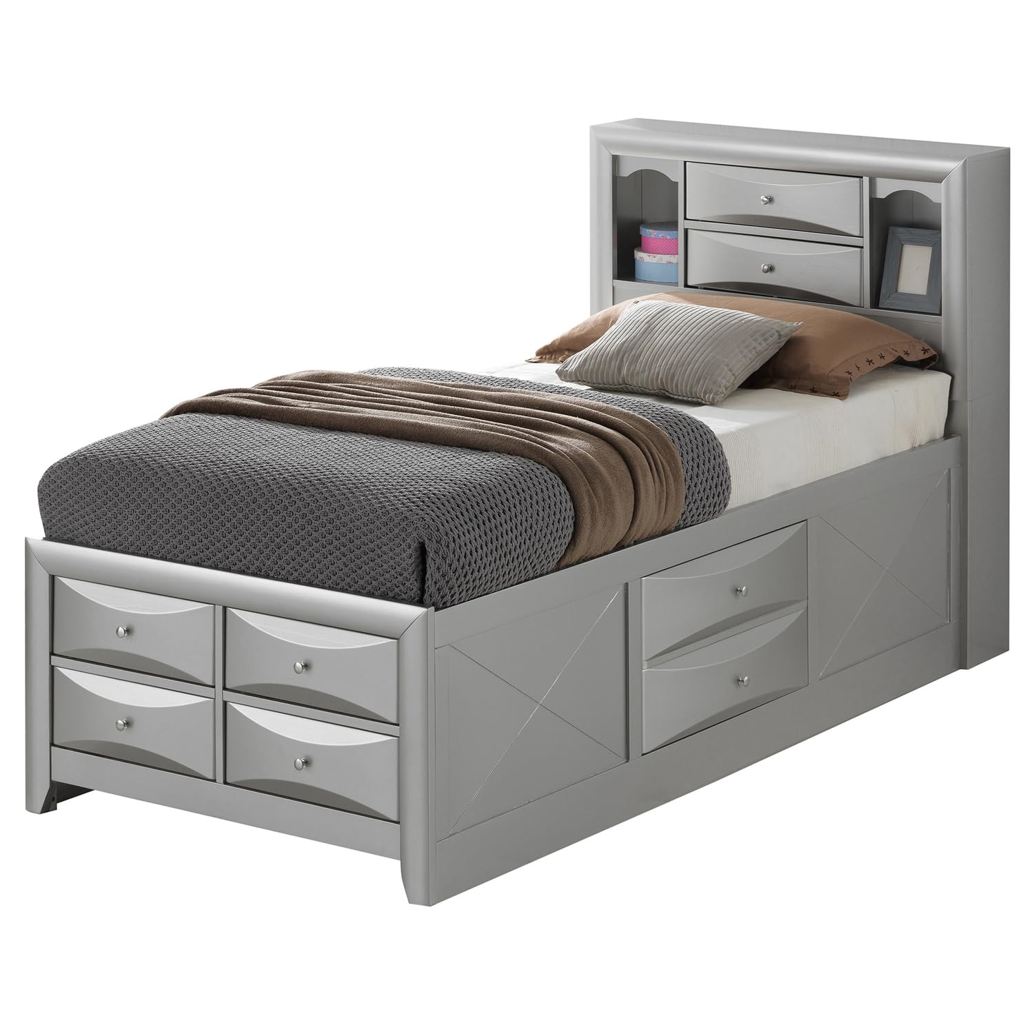 Marilla Silver Champagne Twin Panel Beds