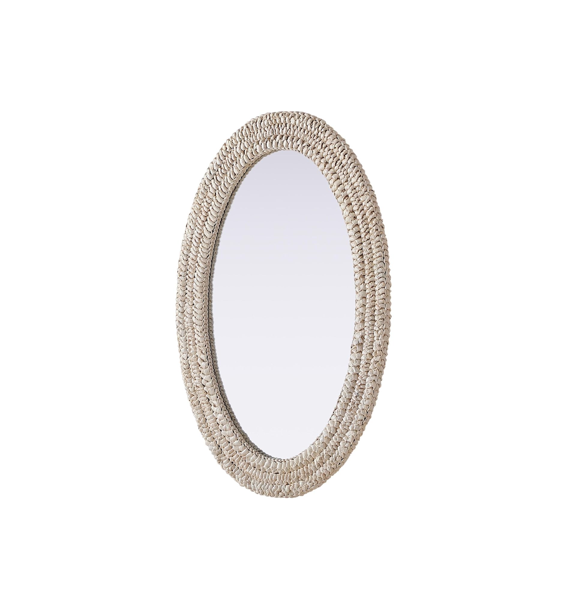 Oval Cornhusk Mirror 24x36 in Linen White