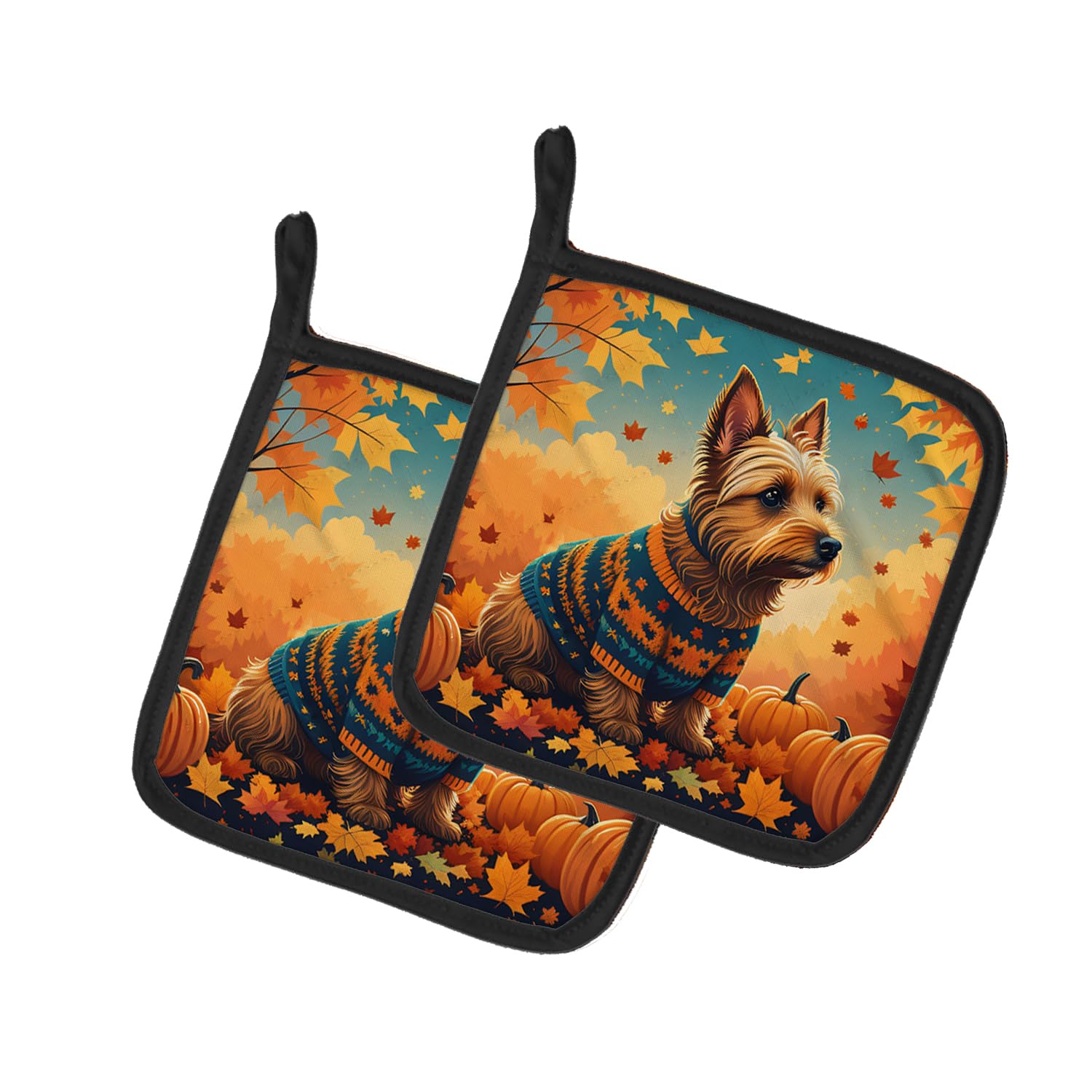 Australian Terrier Terrier Fall Pair of Pot Holders