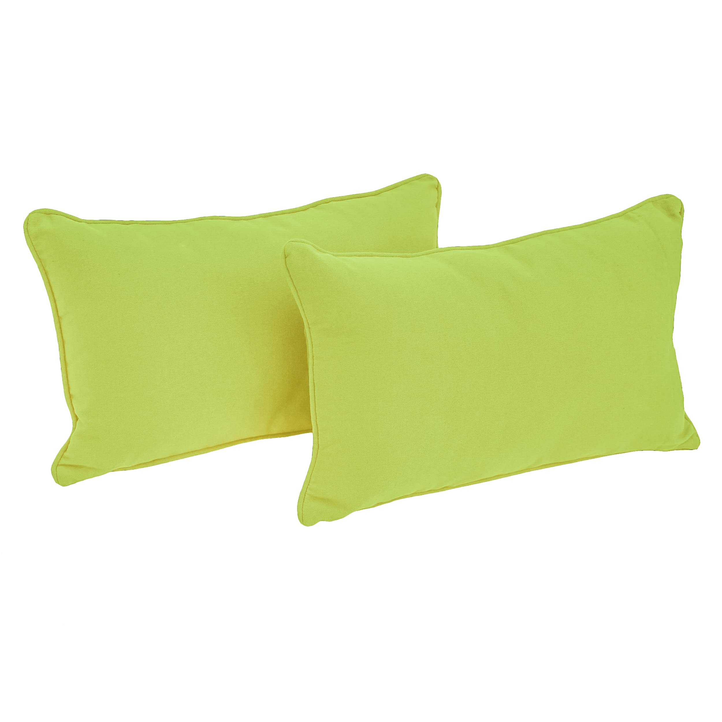 20-inch by 12-inch Double-corded Solid Twill Back Support Pillows with Inserts (Set of 2) - Mojito Lime