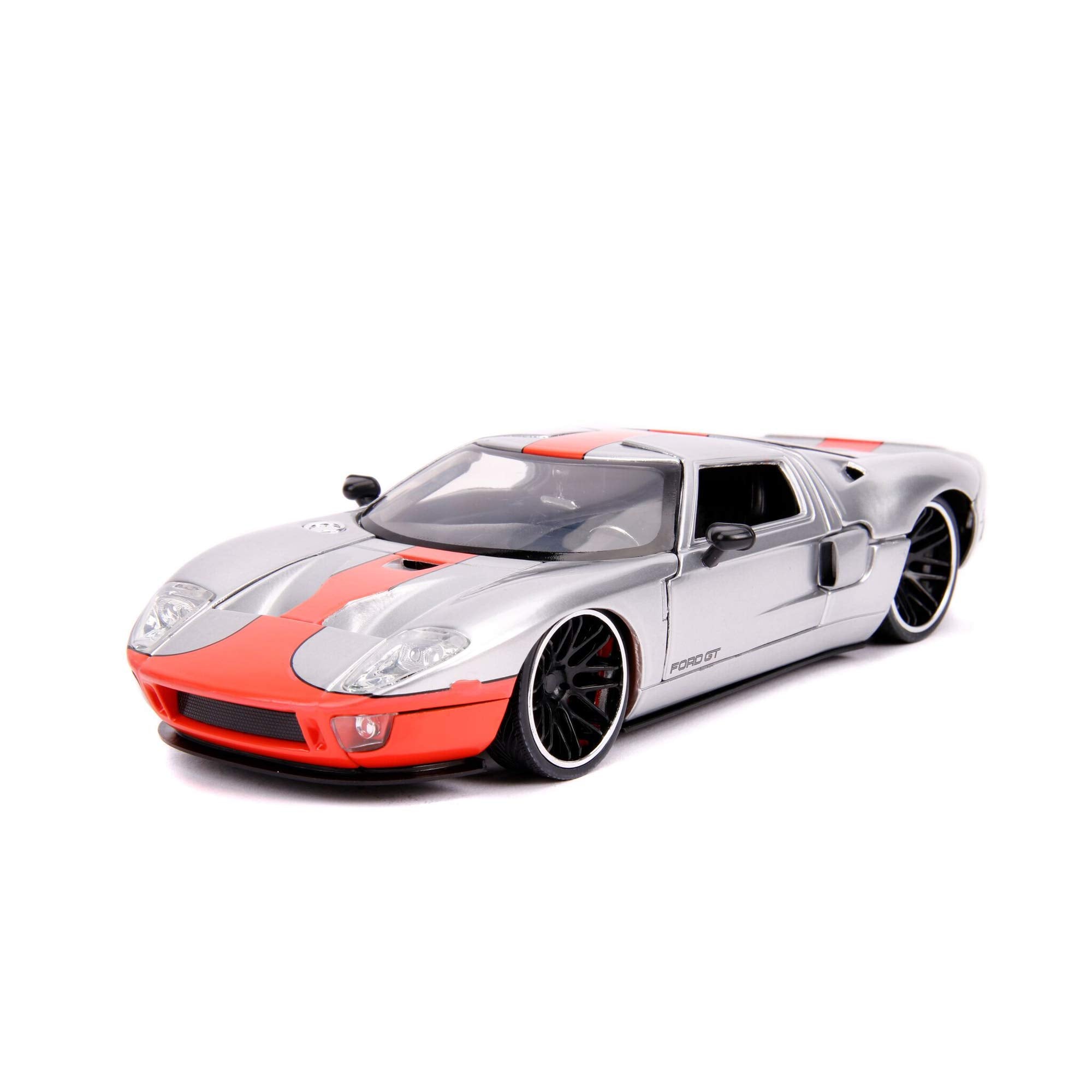 2005 Ford GT Silver with Orange Stripe Bigtime Muscle 1/24 Diecast Model Car by Jada