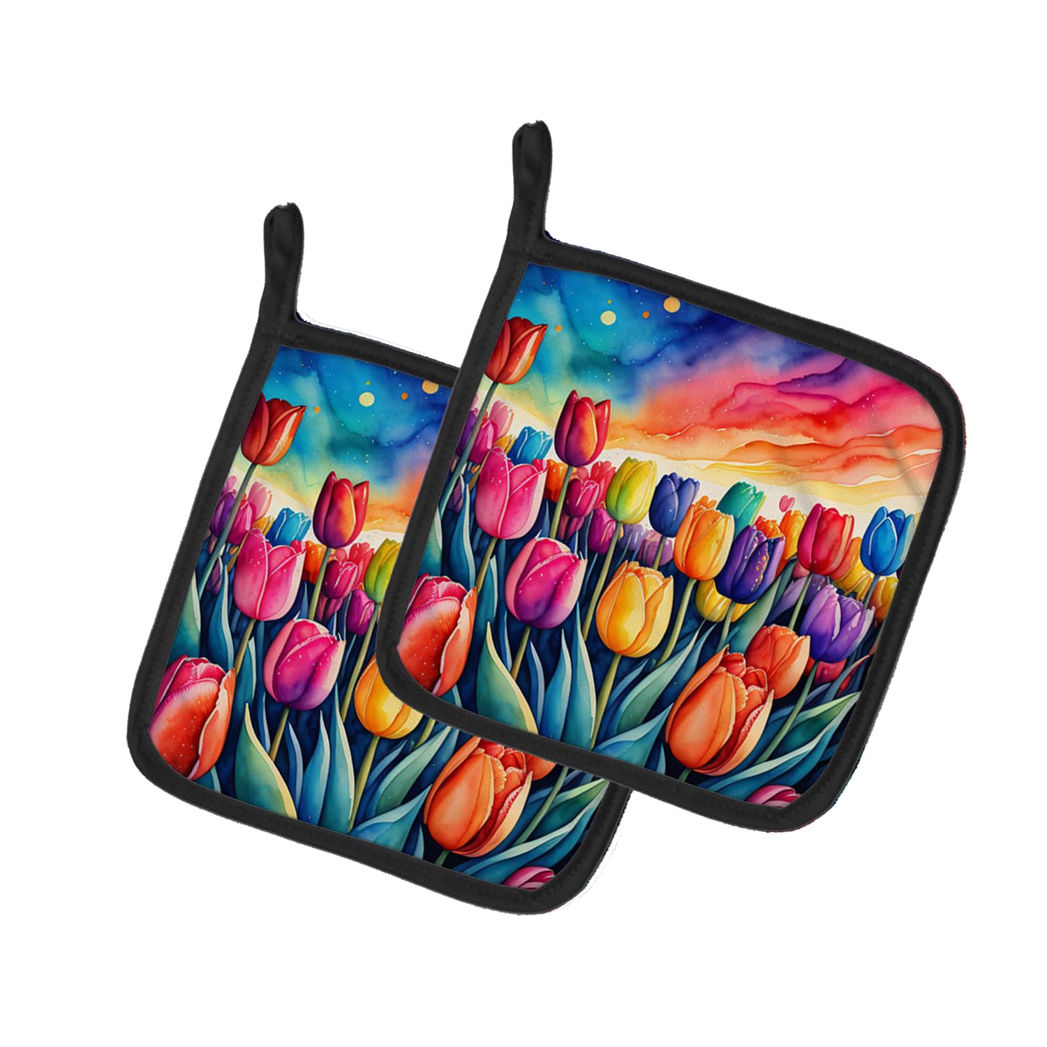 Colorful Tulips Pair of Pot Holders
