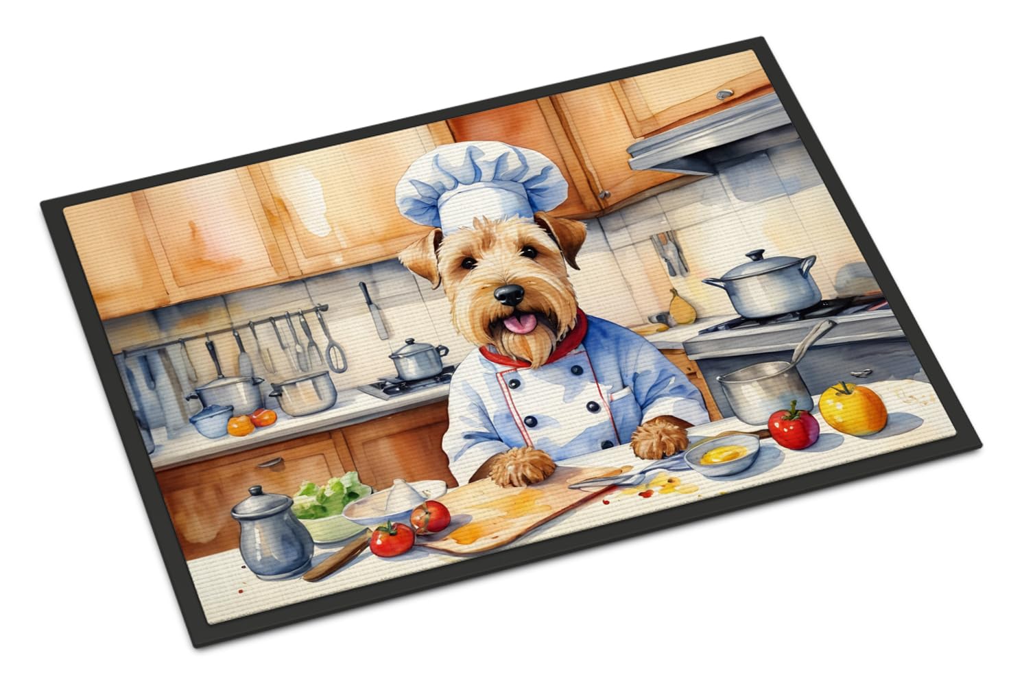 Carolines Treasures DAC6340JMAT Wheaten Terrier The Chef Doormat Front Door Mat Indoor Outdoor Rugs for Entryway, Non Slip Washable Low Pile, 24H X 36W