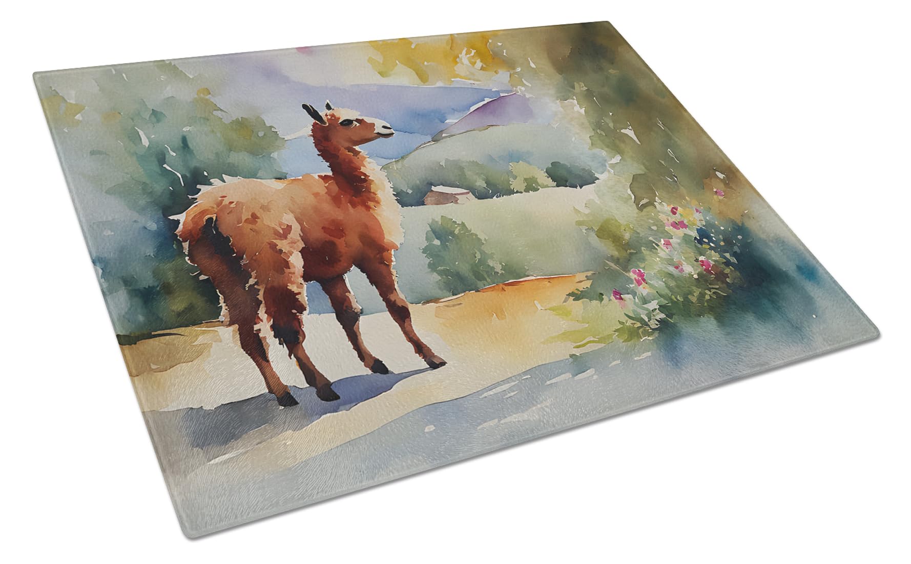 Carolines Treasures DAC2961LCB Llama Glass Cutting Board Large Decorative Tempered Glass Kitchen Cutting and Serving Board Large Size Chopping Board
