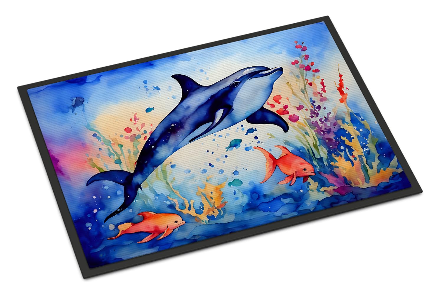 Carolines Treasures DAC2784MAT Dolphin Doormat Front Door Mat Indoor Outdoor Rugs for Entryway, Non Slip Washable Low Pile, 18H X 27W