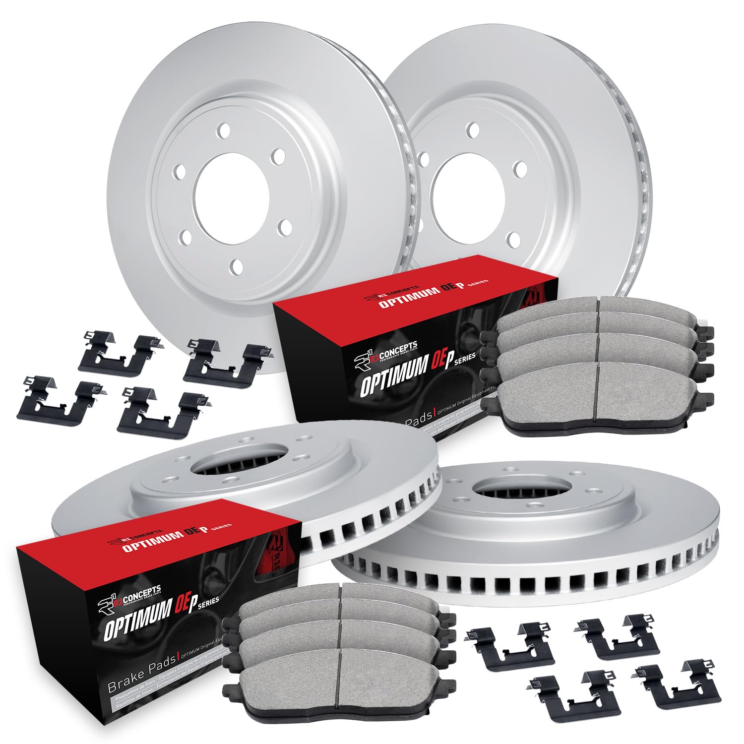 R1 Concepts GEOMET Disc Brake Rotor Set with Optimum Oe Pads and Hardware WJUH2-47032