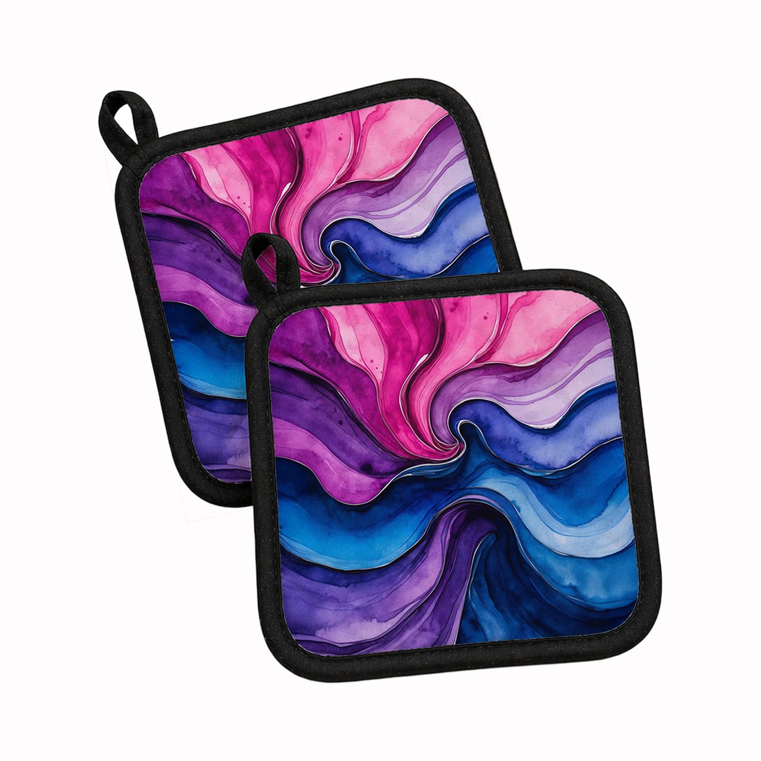 Carolines Treasures Bisexual Pride Pot Holder Set of 2 Heat Resistant Quilted Hot Pads 7.5 x 7.5 Inch, Insulated Kitchen Trivets for Cooking & Baking