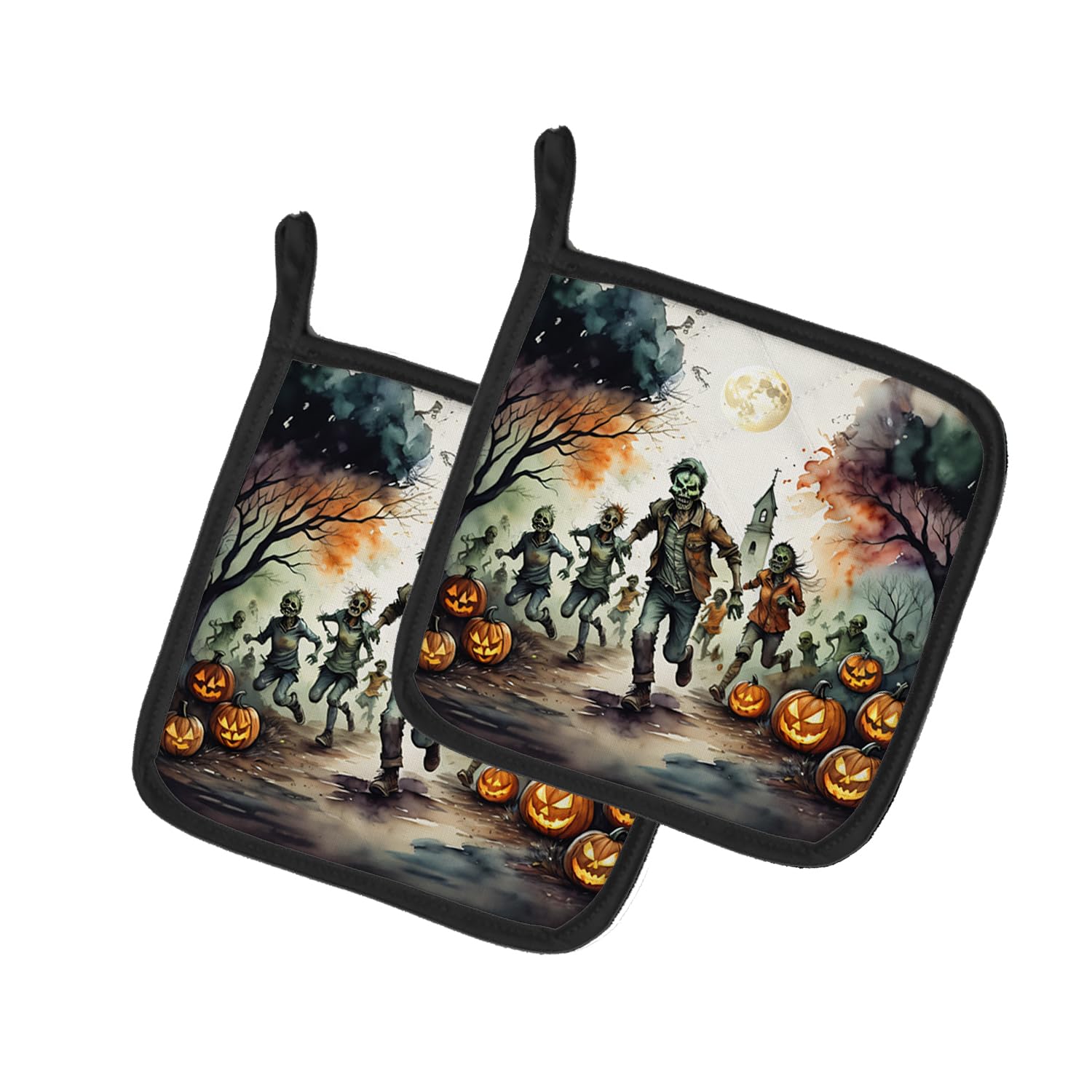 Zombies Spooky Halloween Pair of Pot Holders