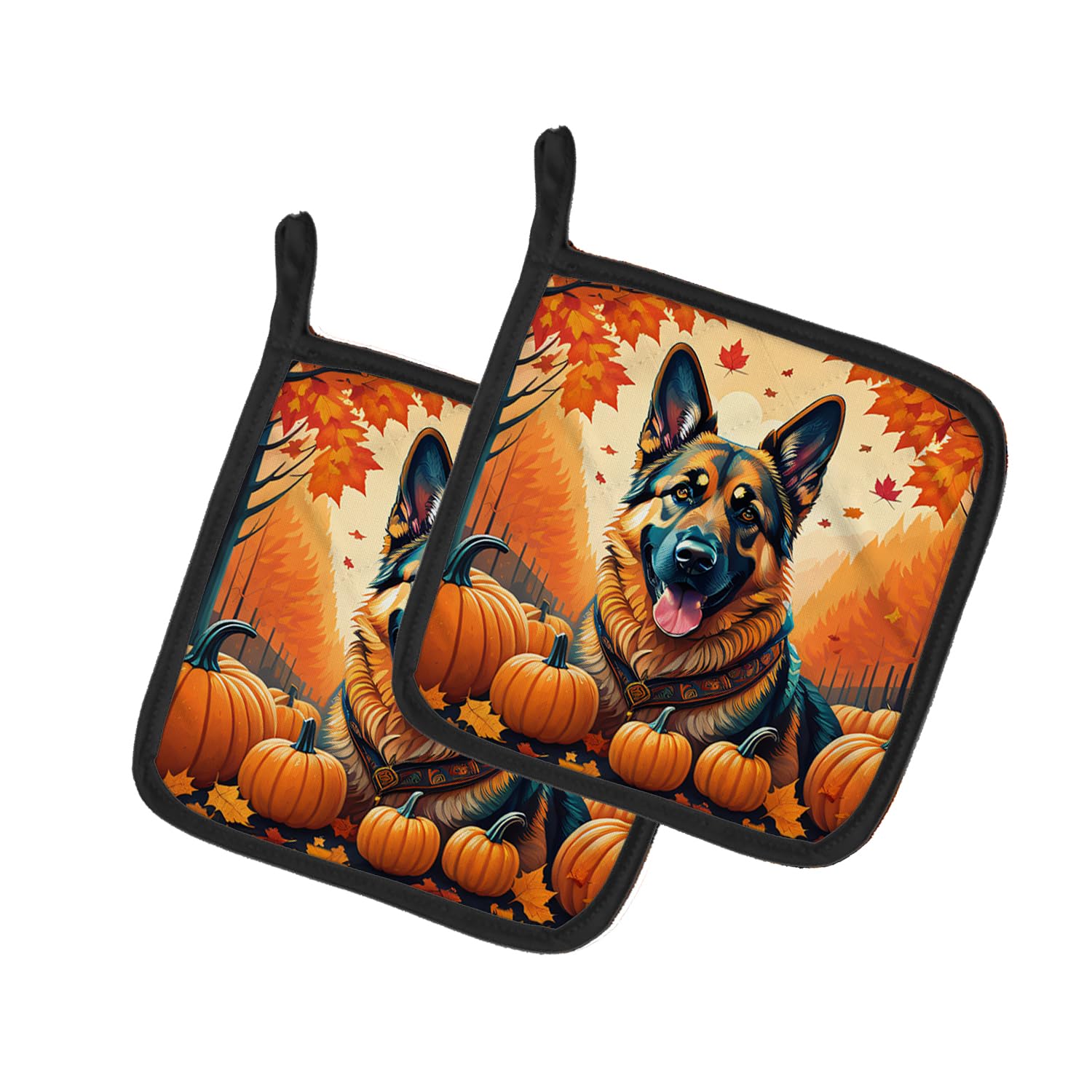 German Shepherd Fall Pair of Pot Holders