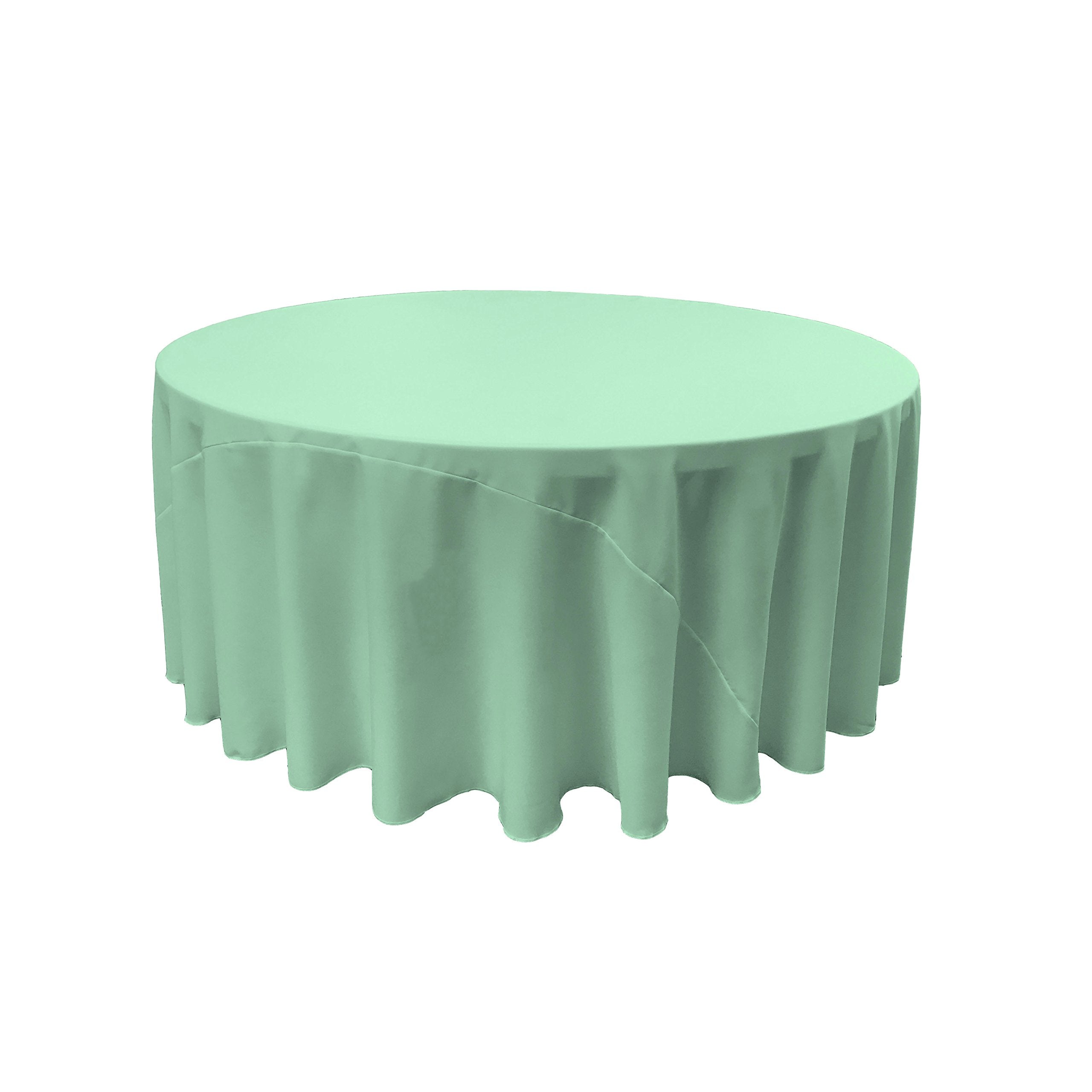 La Linen Polyester Poplin Round Tablecloth, 108-Inch, Mint