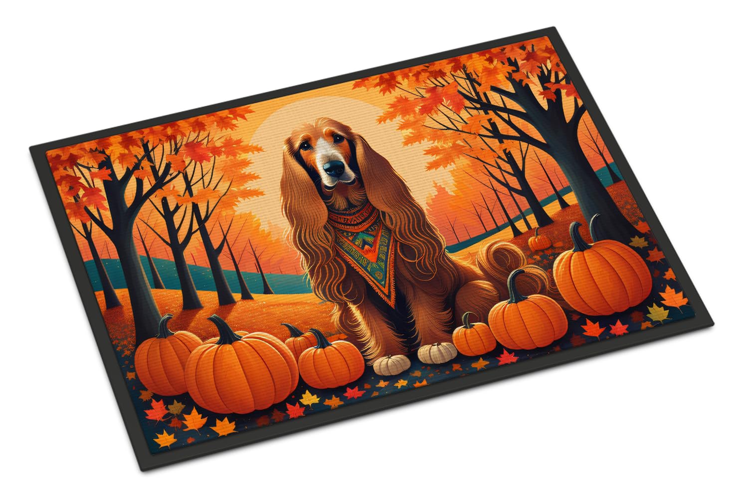 Carolines Treasures DAC1002MAT Afghan Hound Fall Doormat 18x27 Front Door Mat Indoor Outdoor Rugs for Entryway, Non Slip Washable Low Pile, 18H X 27W