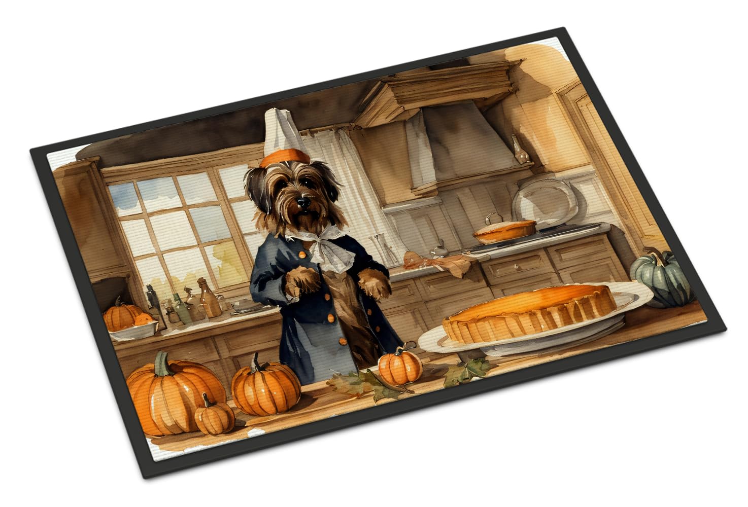 Carolines Treasures DAC1753JMAT Briard Fall Kitchen Pumpkins Indoor or Outdoor Mat 24x36 Front Door Mat Indoor Outdoor Rugs for Entryway, Non Slip Washable Low Pile