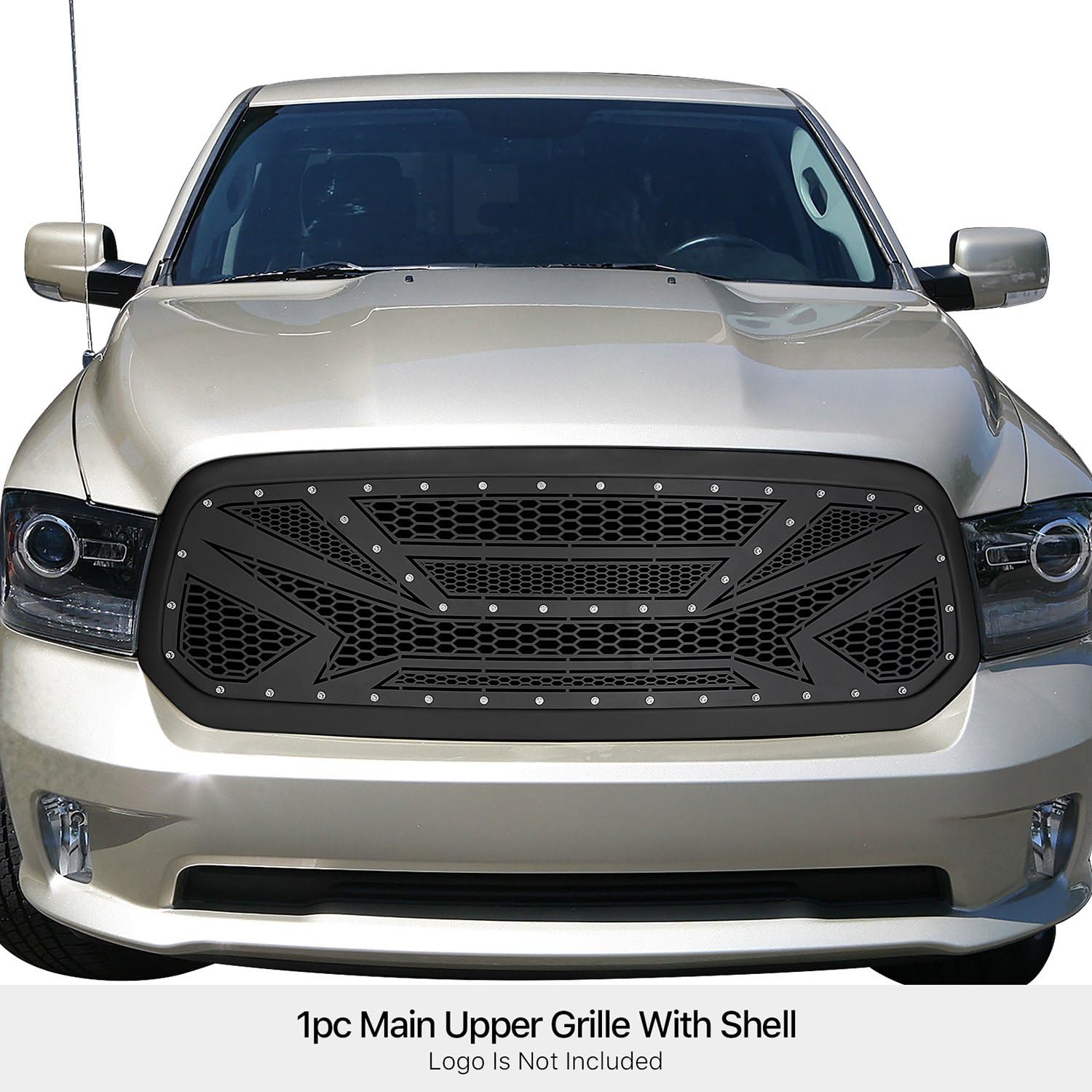 PE + Stainless Steel Main Upper Package Grille 2013-2017 Ram 1500 Not For /2018 Ram 1500 Not For  & Sport & Laramie Longhorn & Laramie Limited/2019-2021 Ram 1500 Classic Only