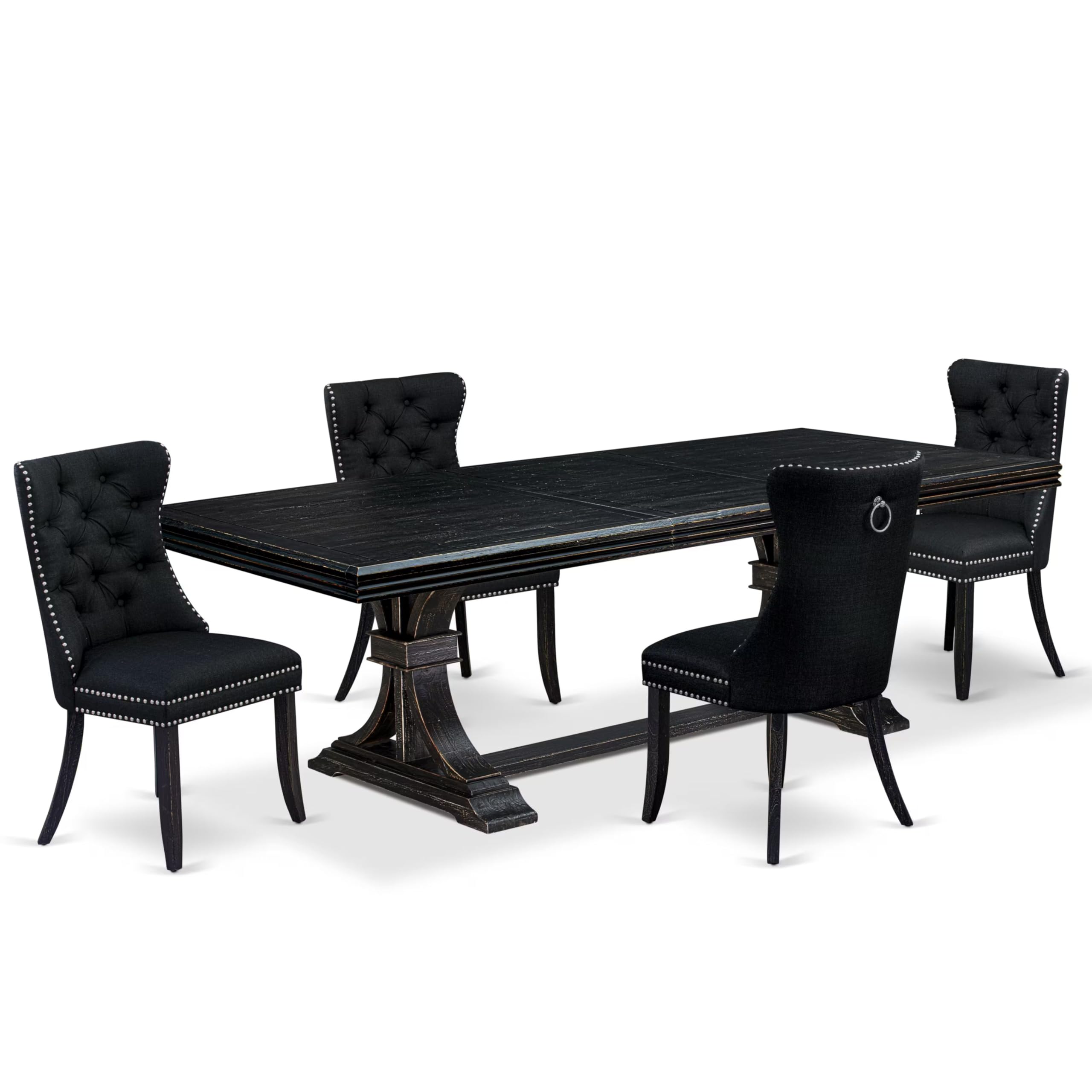 5 piece dining set a rectangular table and 4 Linen Fabric dining Chairs