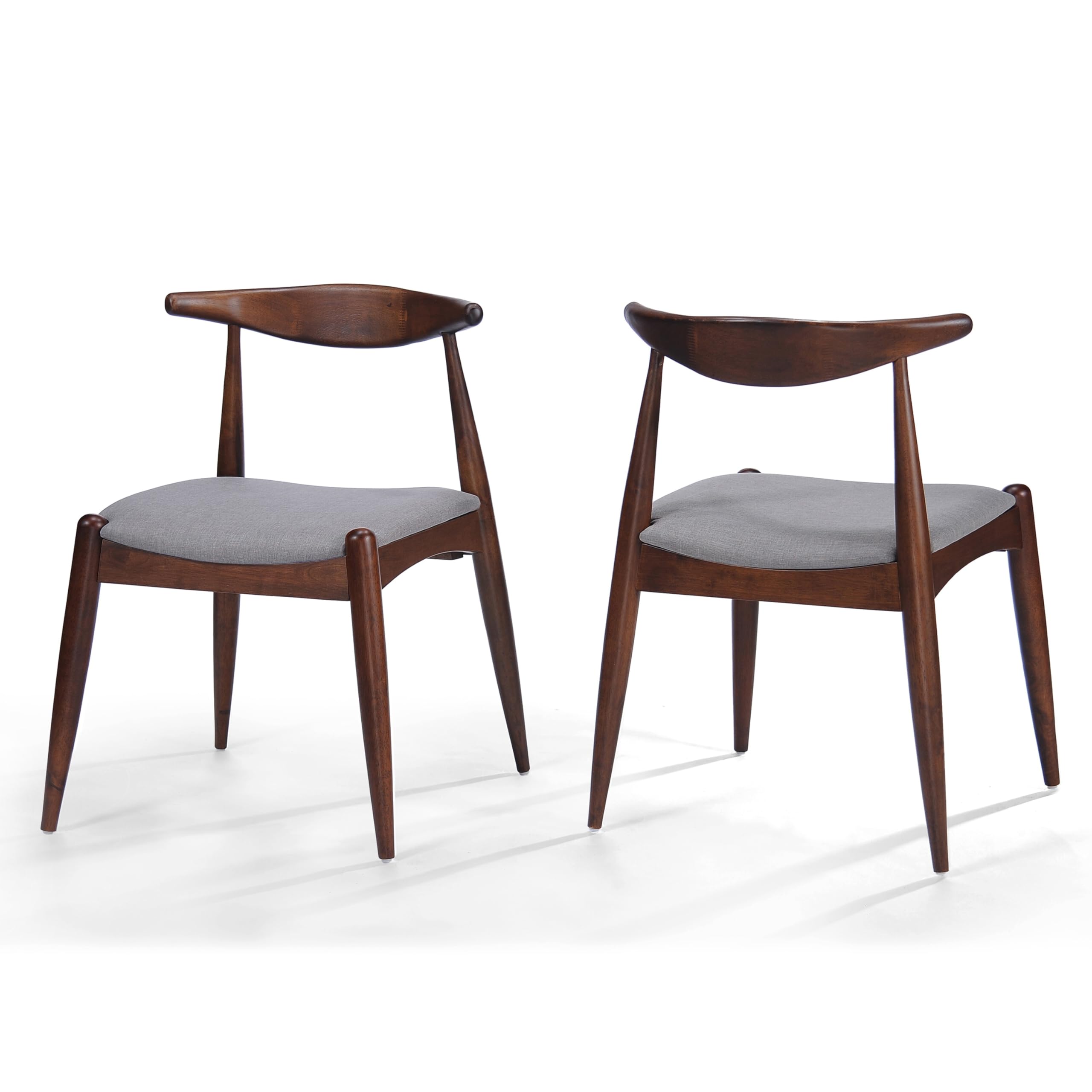 Syma Dining Side Chair Set of 2, Open Curved Back, Dark Brown Wood
