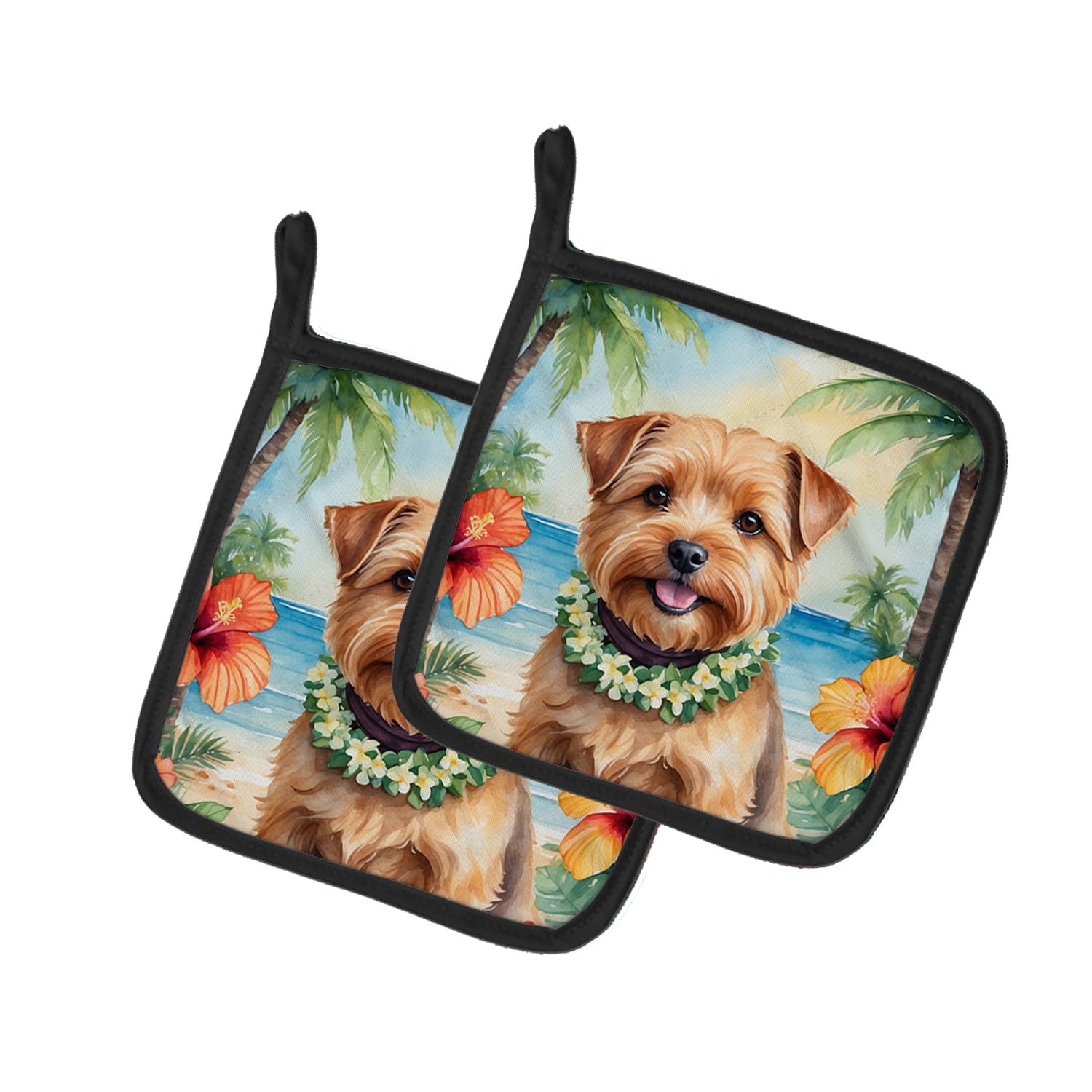 Norfolk Terrier Luau Pair of Pot Holders