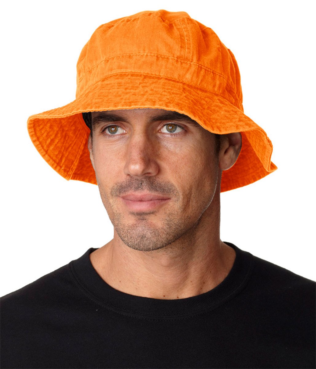 VA101 | VACATIONER- Pigment dyed, garment washed cotton twill, crushable bucket hat style. XL-61 cm (7 5/8)- TANGERINE