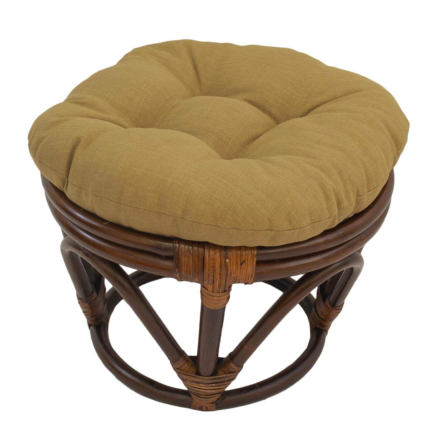 18-inch Round Spun Polyester Tufted Footstool Cushion - Wheat