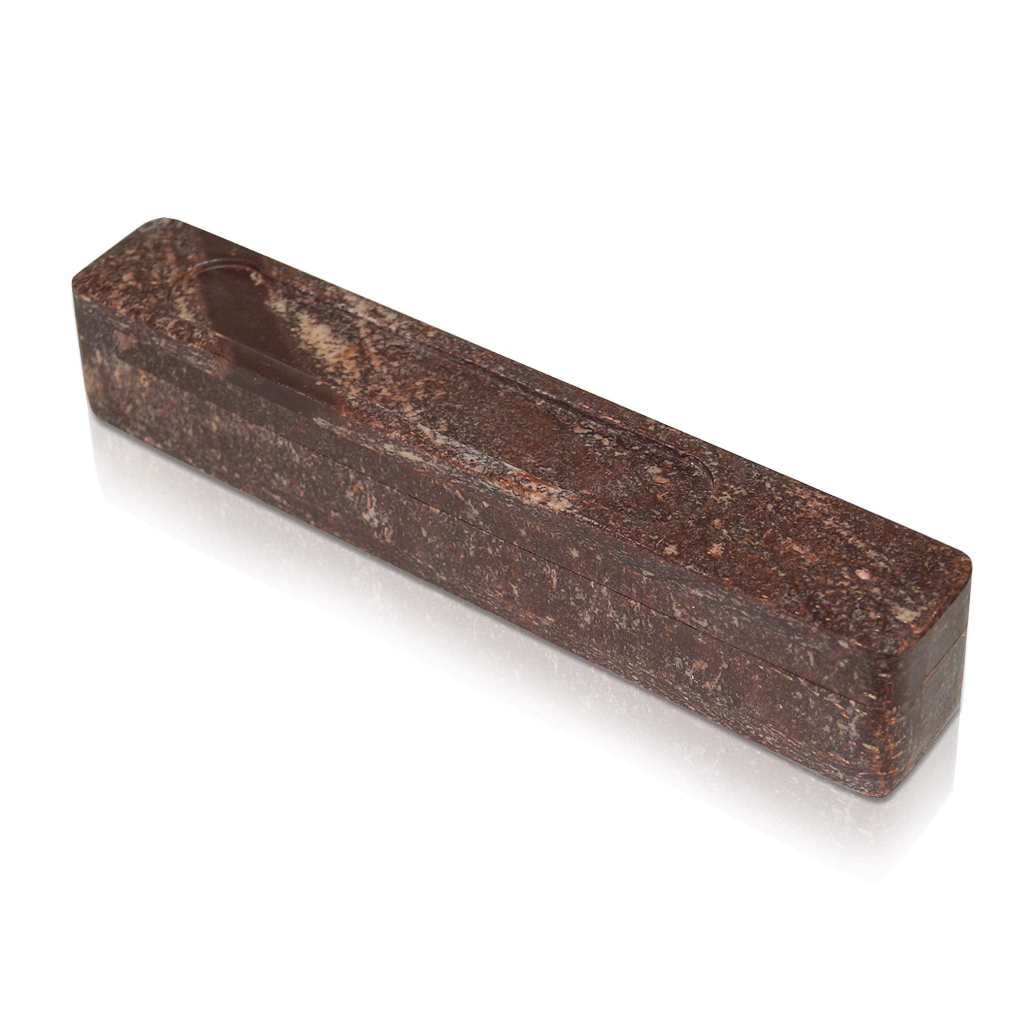 Coffin Incense Burner : Wooden Incense Stick Cone Burner Holder with Brass Inlay & Storage Compartment