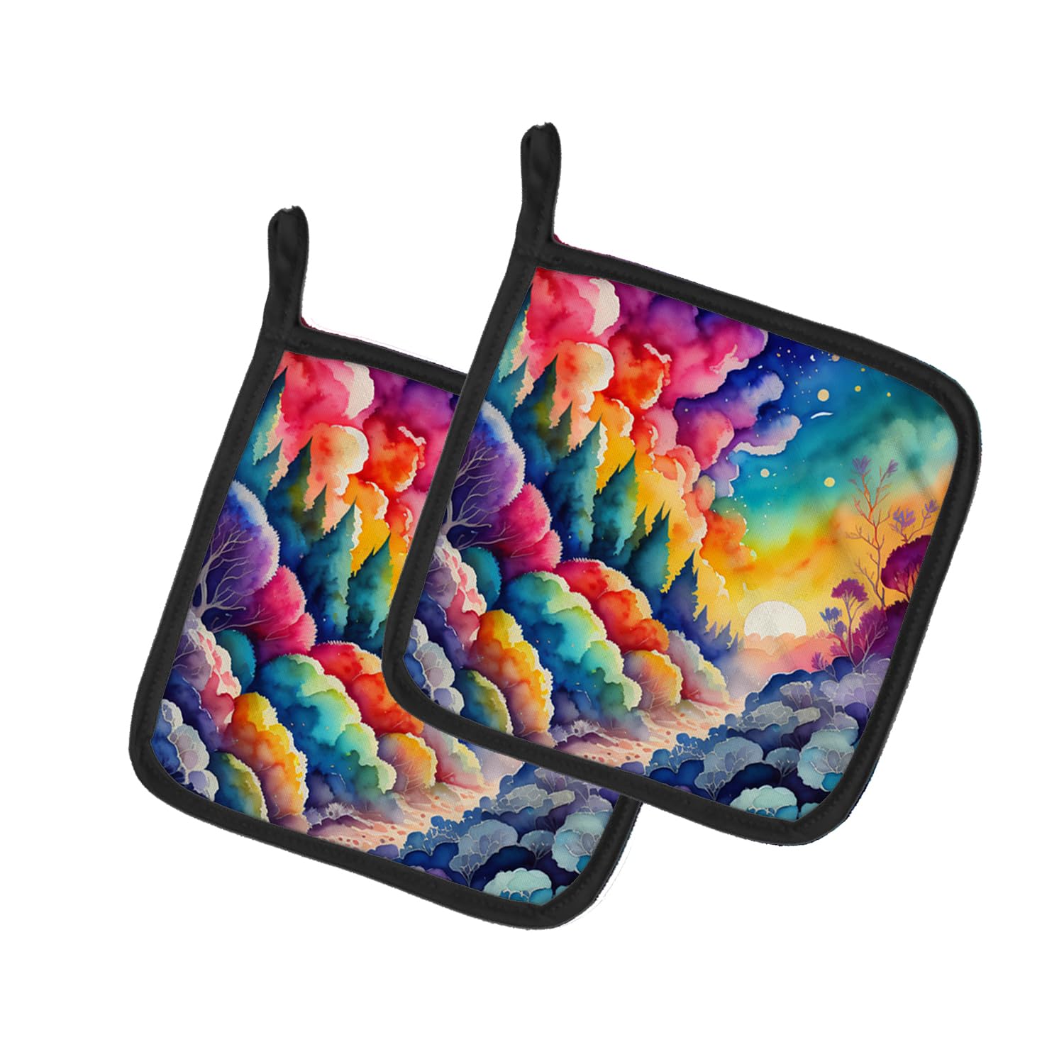 Colorful Dusty Miller Pair of Pot Holders