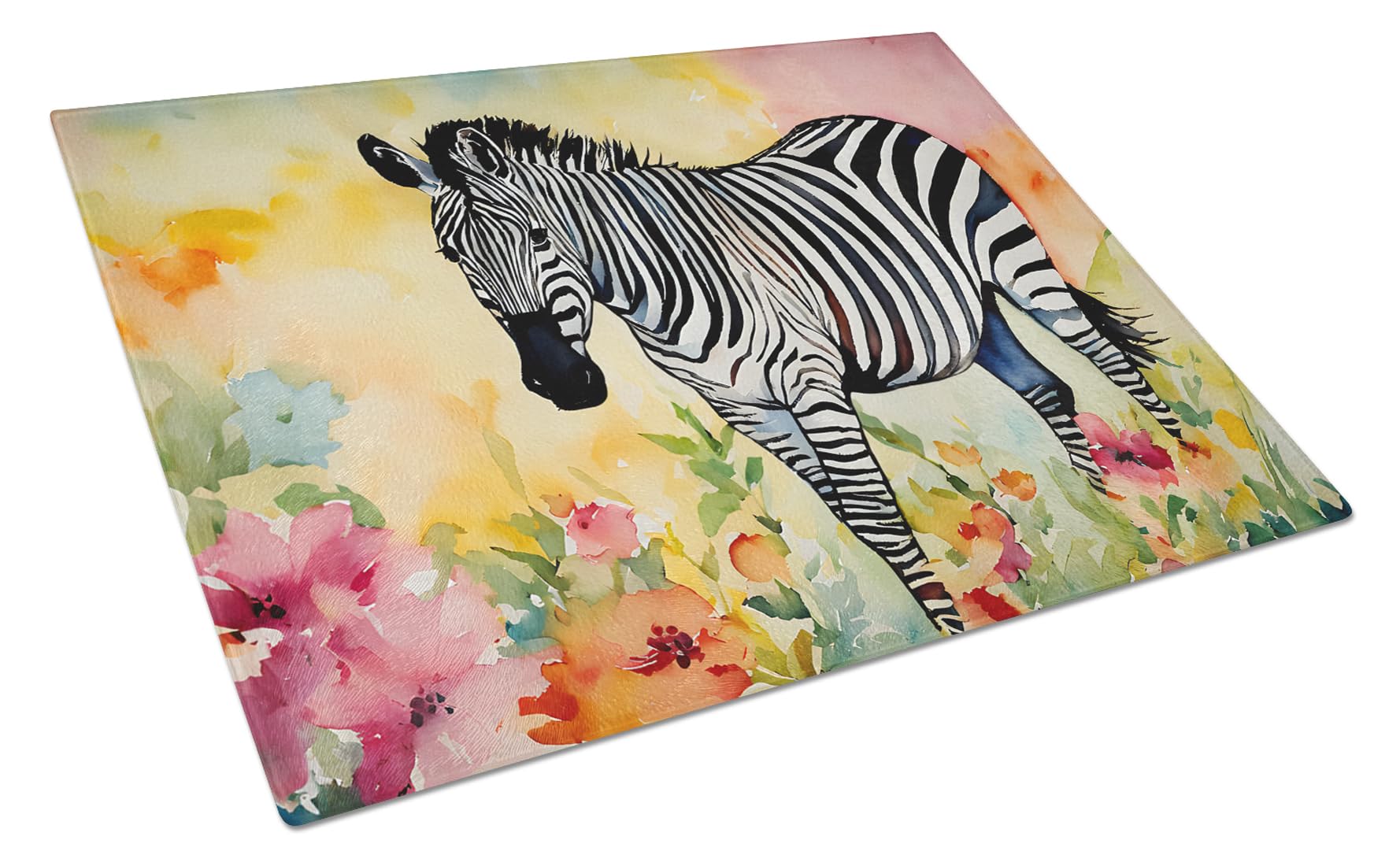 Carolines Treasures DAC3017LCB Zebra Glass Cutting Board Large Decorative Tempered Glass Kitchen Cutting and Serving Board Large Size Chopping Board