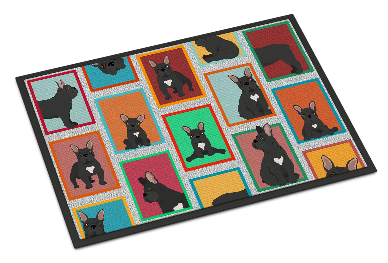 Carolines Treasures MLM1088JMAT Lots of Black French Bulldog Doormat 24x36 Front Door Mat Indoor Outdoor Rugs for Entryway, Non Slip Washable Low Pile, 24H X 36W