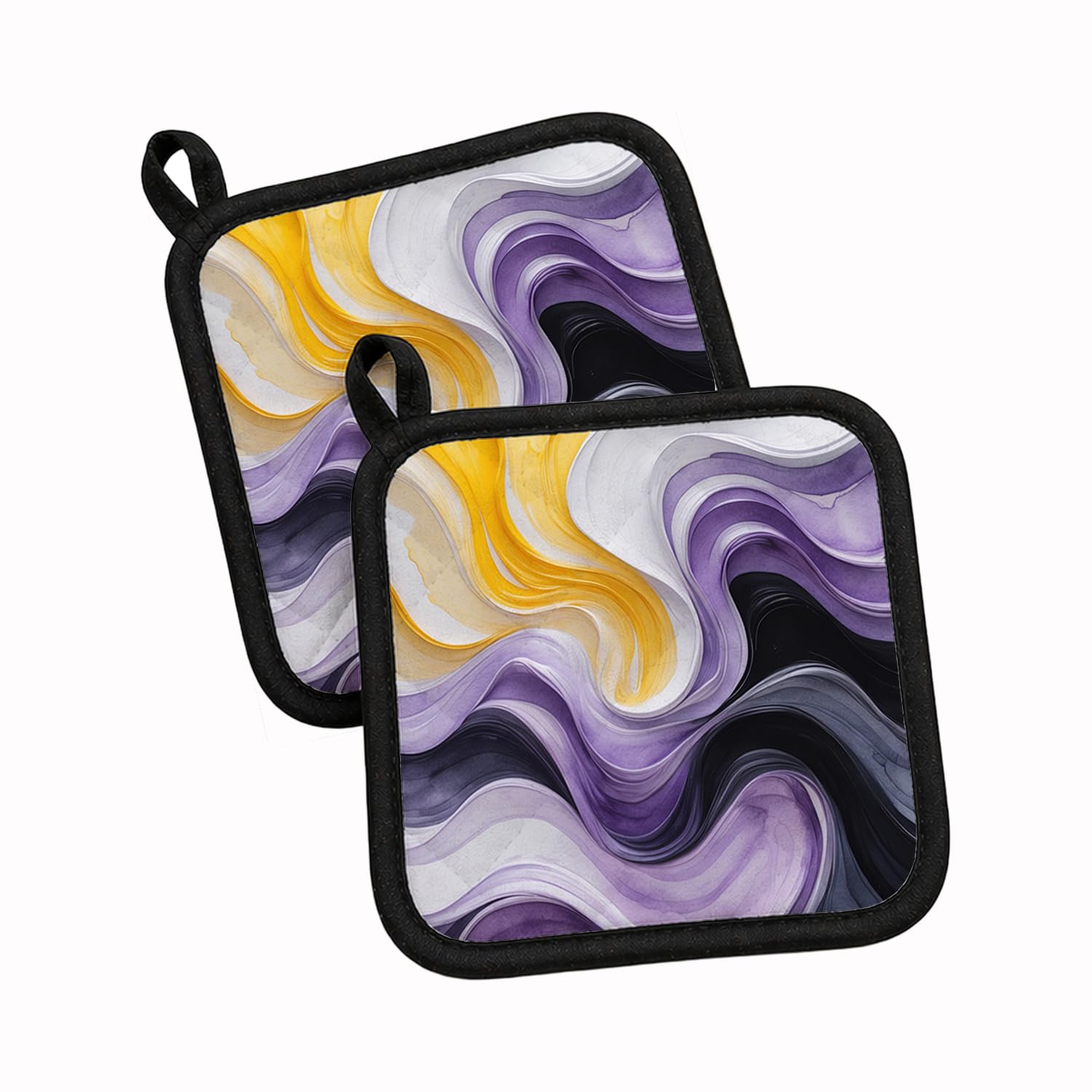 Carolines Treasures Nonbinary Pride Pot Holder Set of 2 Heat Resistant Quilted Hot Pads 7.5 x 7.5 Inch, Insulated Kitchen Trivets for Cooking & Baking