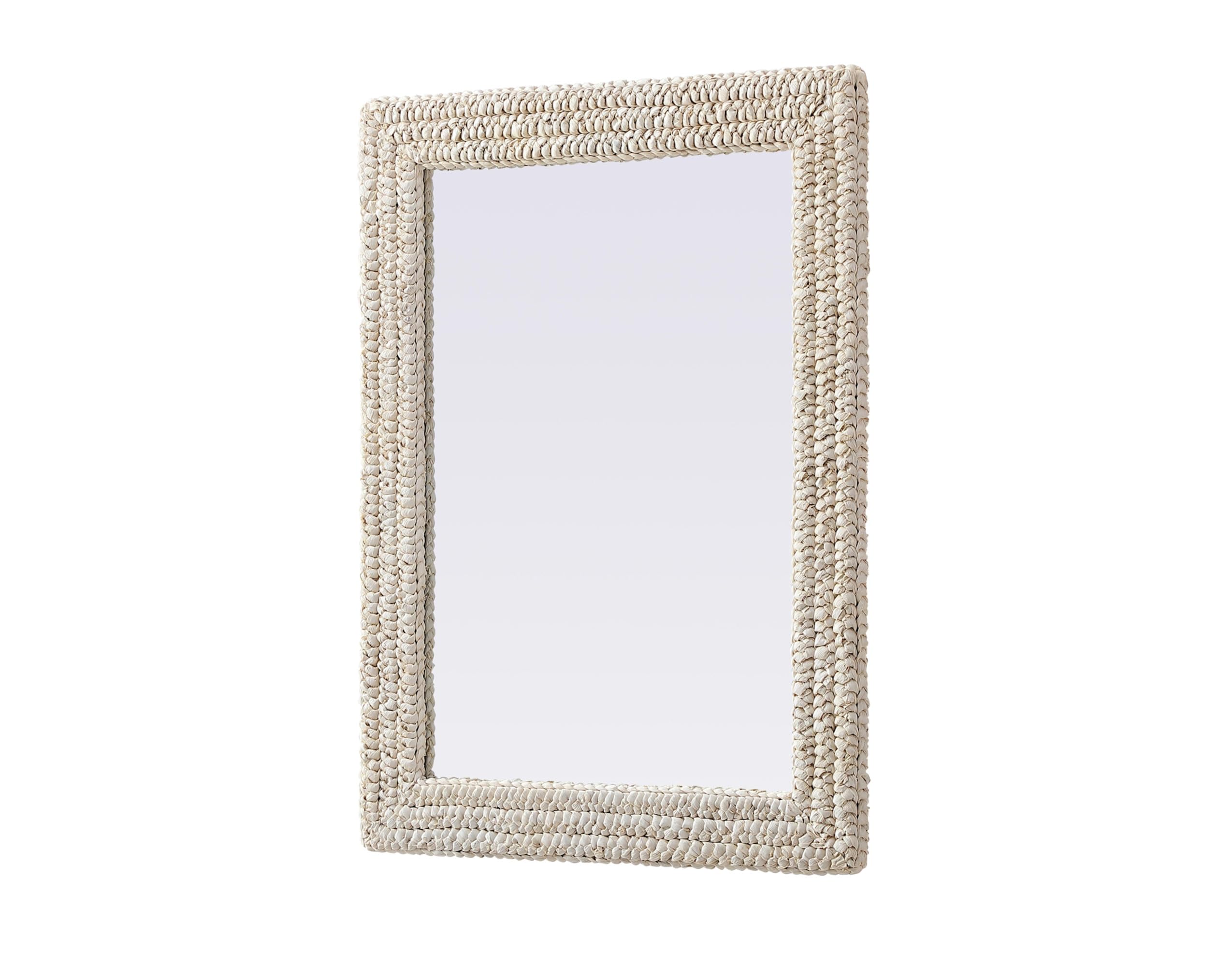 Rectangle Cornhusk Mirror 27x36 in Linen White