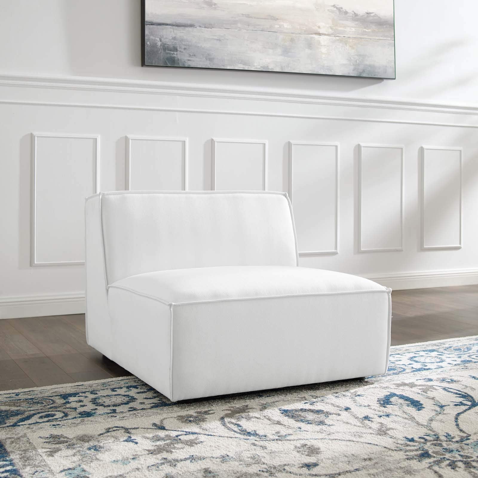 Casafoyer EEI-3872-WHI Restore Sectional Sofa Armless Chair, White