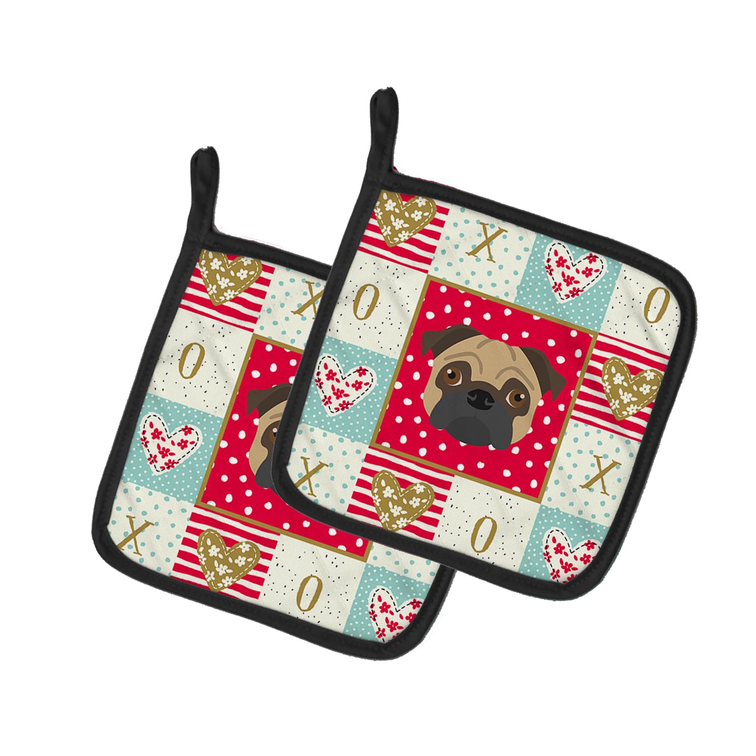 Pug Love Pair of Pot Holders
