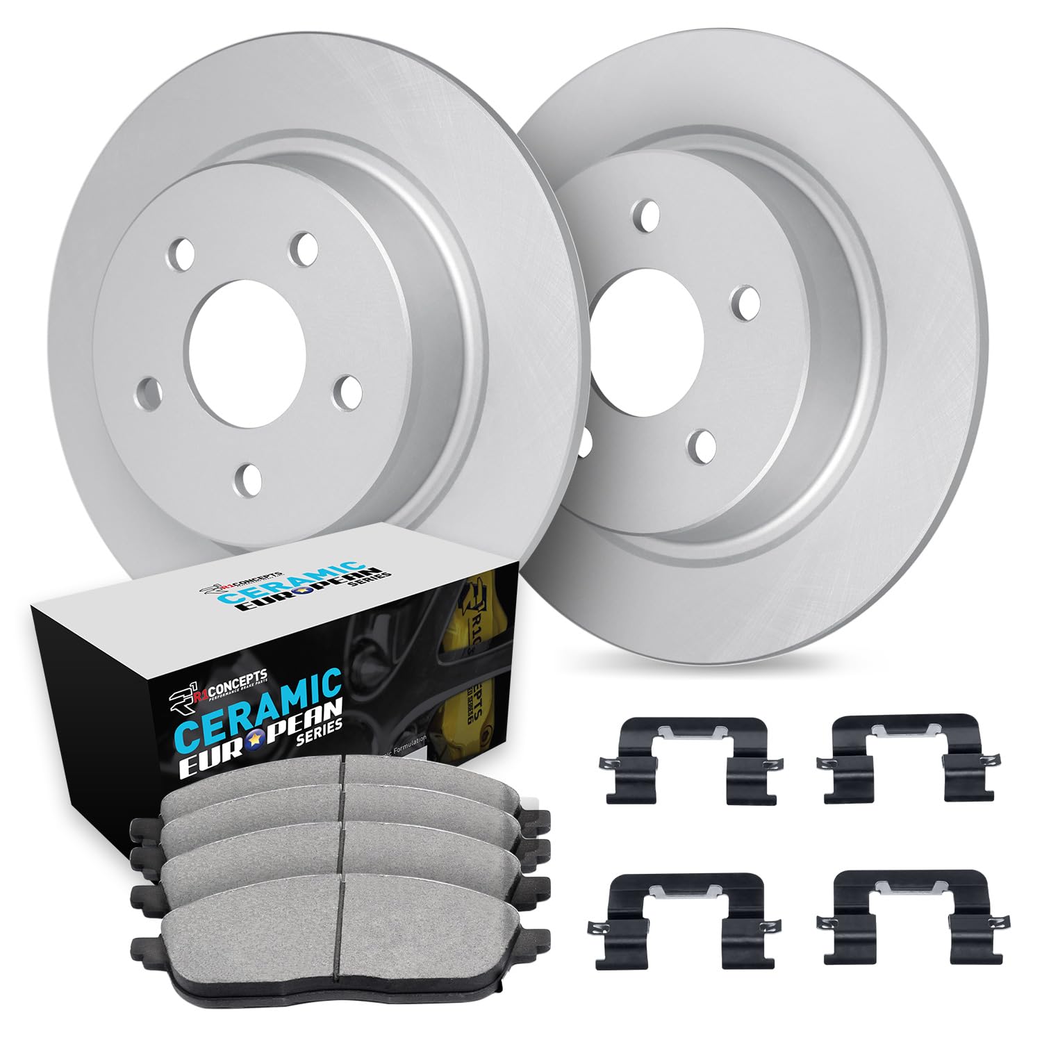 R1 Concepts Carbon Coated Disc Brake Rotor Set with Euro Ceramic Pads and Hardware WDTH1-63053