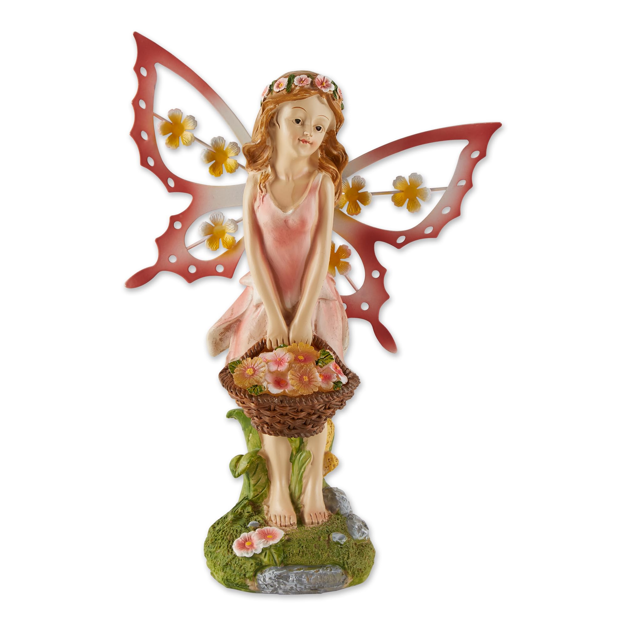 PINK FAIRY SOLAR GARDEN STATUE