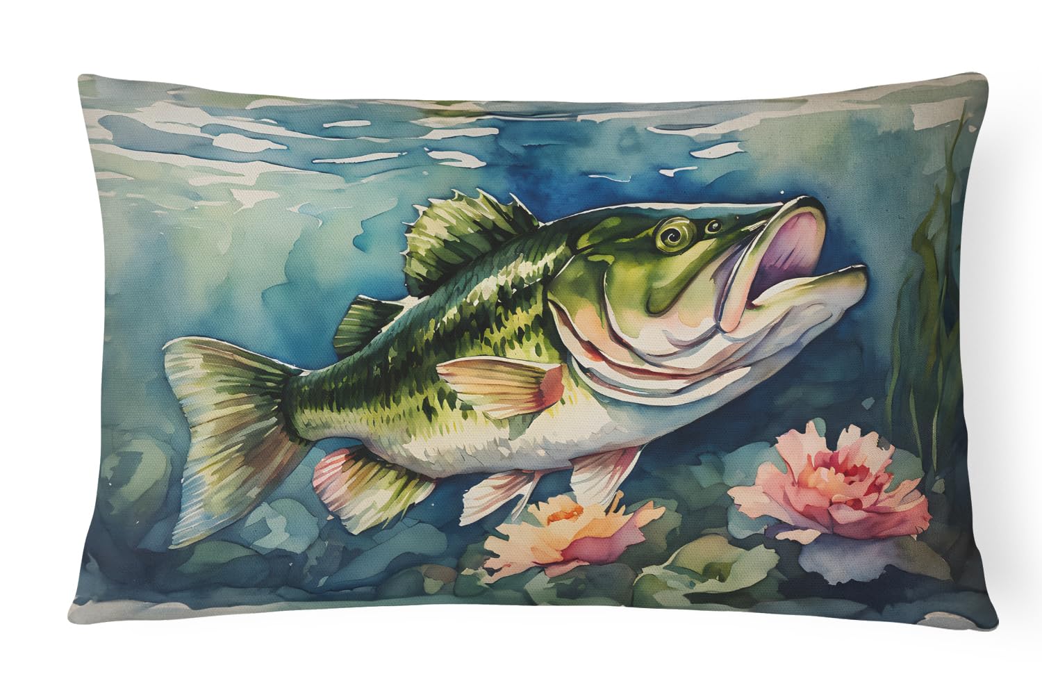 Carolines Treasures DAC2803PW1216 Largemouth Bass Throw Pillow Machine Washable, Indoor Outdoor Decorative Pillow for Couch, Bed or Patio, 12HX16W