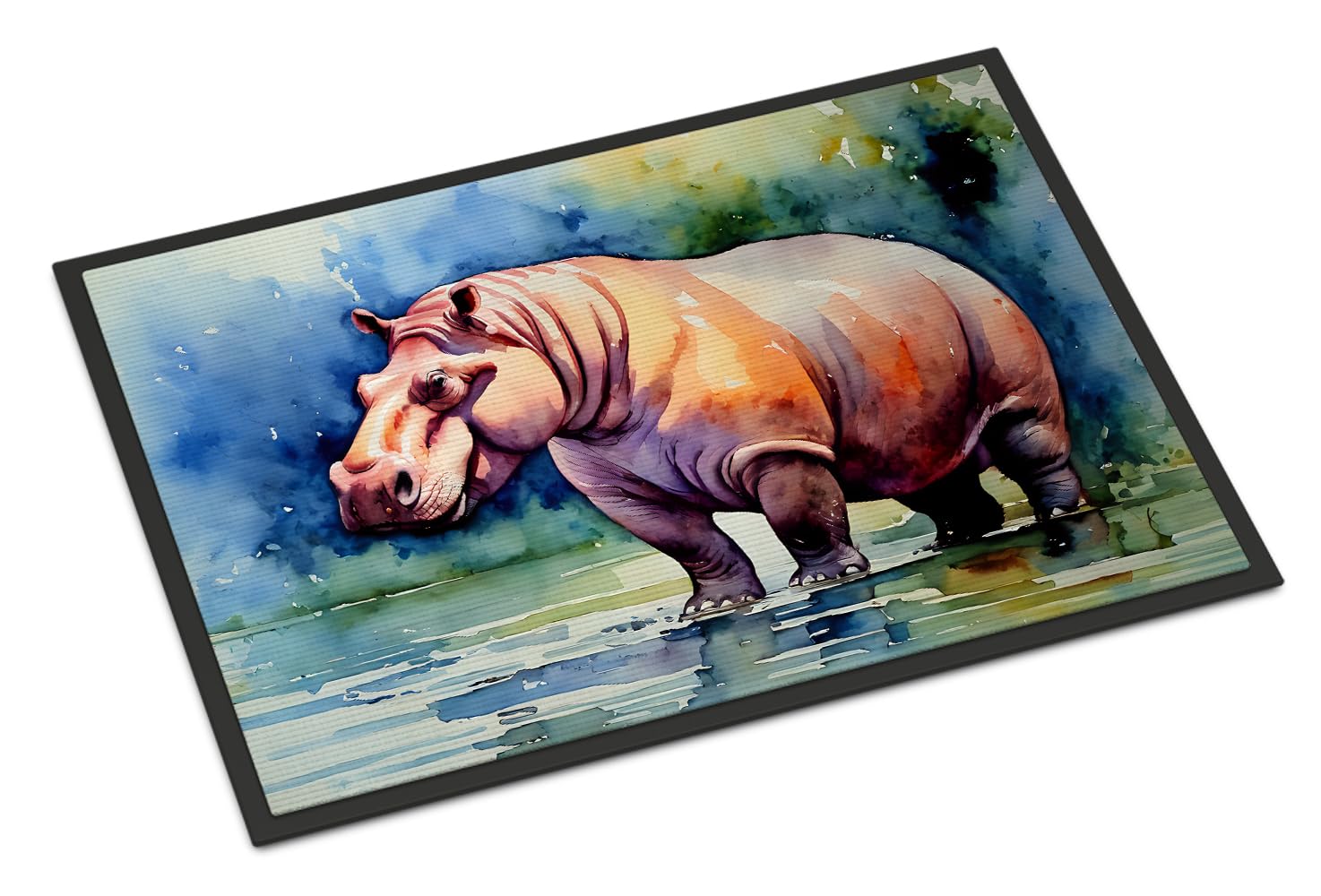 Carolines Treasures DAC2933JMAT Hippopotamus Doormat Front Door Mat Indoor Outdoor Rugs for Entryway, Non Slip Washable Low Pile, 24H X 36W