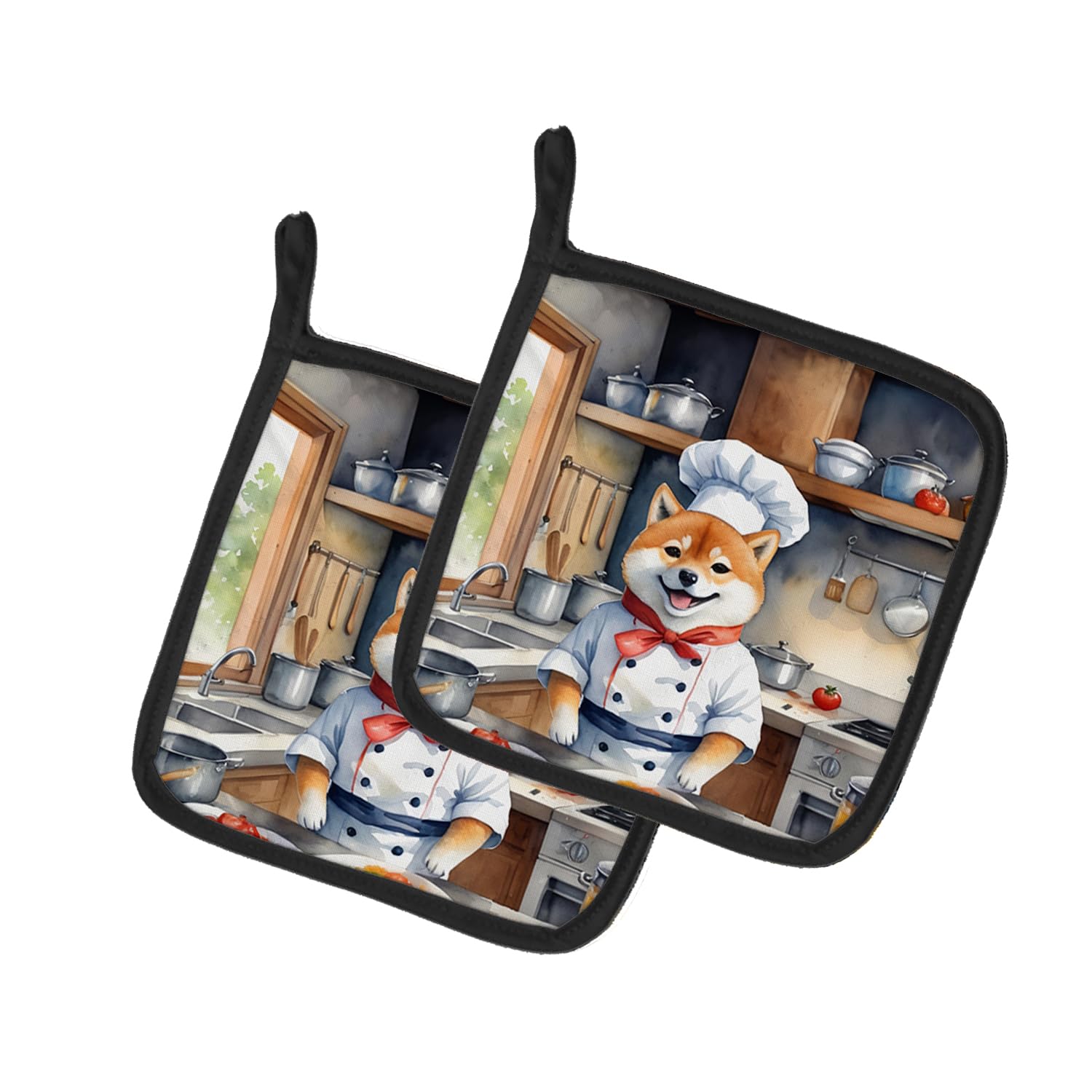 Shiba Inu The Chef Pair of Pot Holders