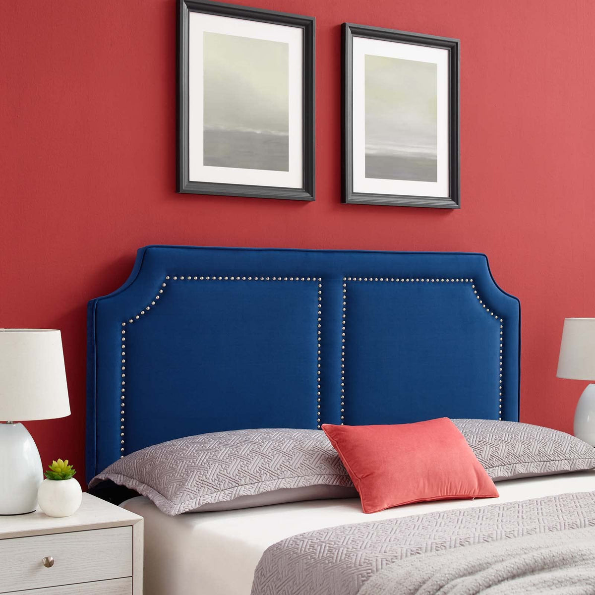 Modway Cynthia Performance Velvet Headboard, Twin, Navy