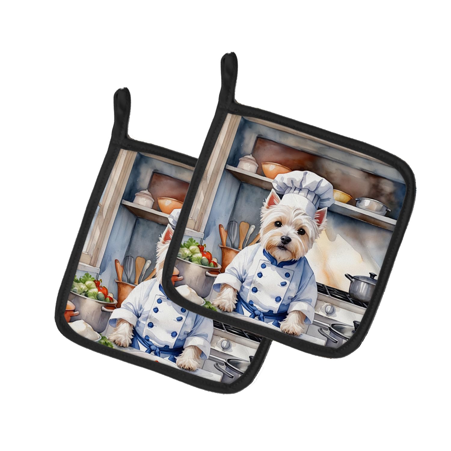 Westie The Chef Pair of Pot Holders