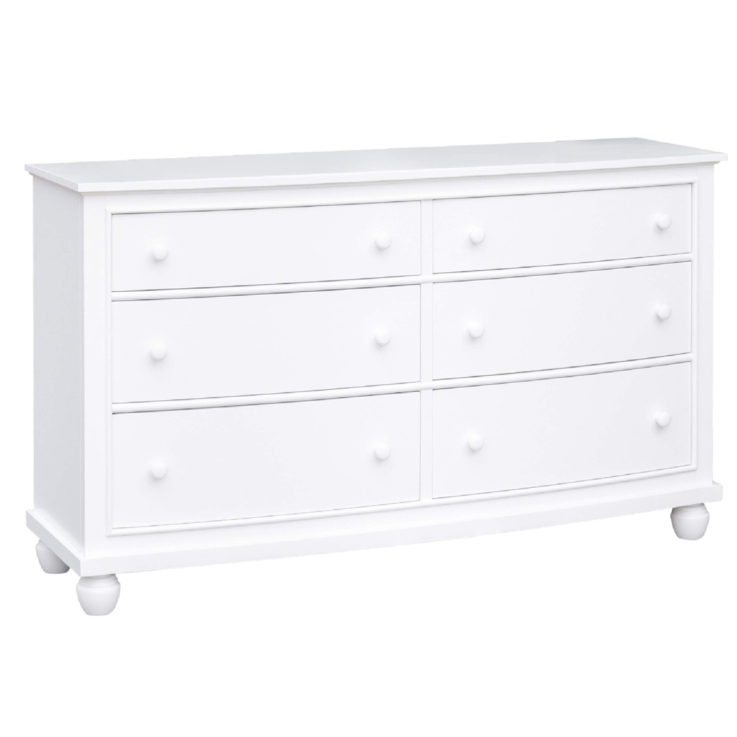 Sunset Trading White Shutter Wood 6 Drawer Dresser, Double