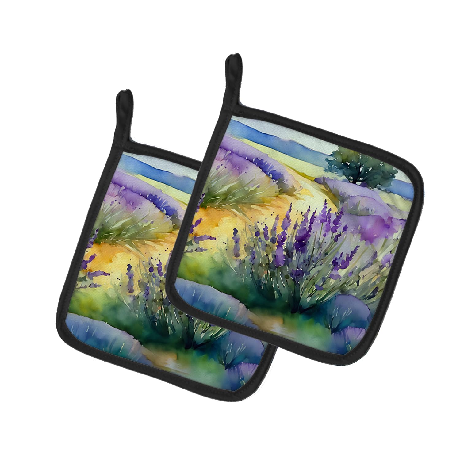 Lavender in Watercolor Pair of Pot Holders