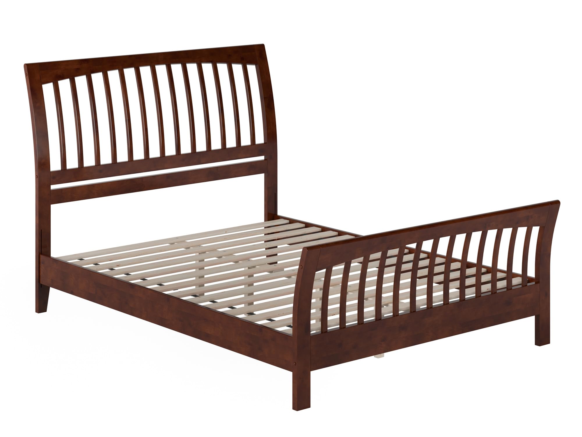 Orleans Queen Solid Wood Low Profile Platform Bed with Matching Footboard in Walnut