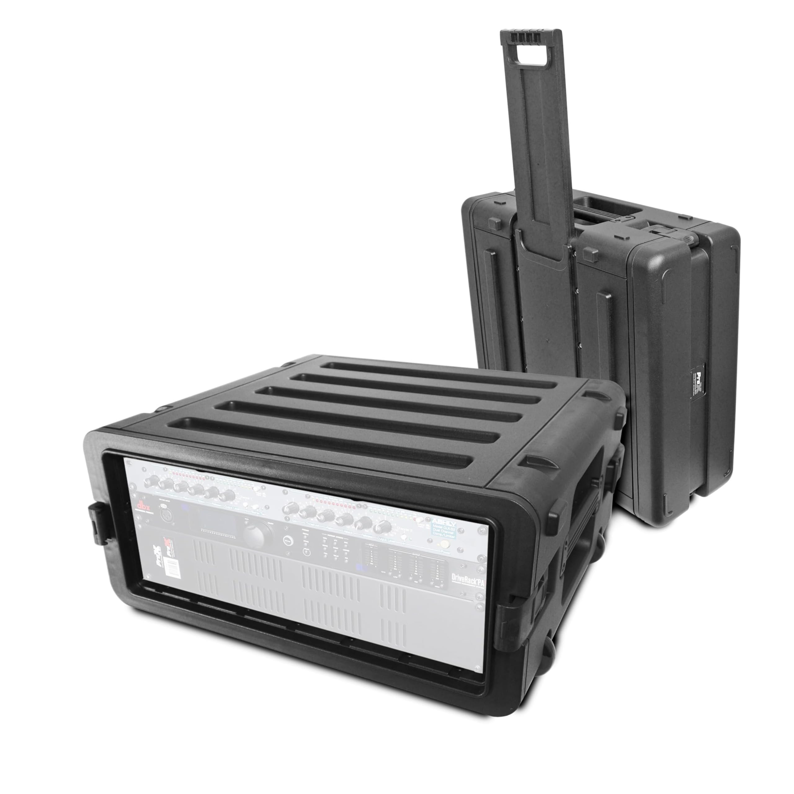 UltronX 4U Rack Air Tight Water Sealed ABS Case with Retractable Pull Out Handle and Wheels