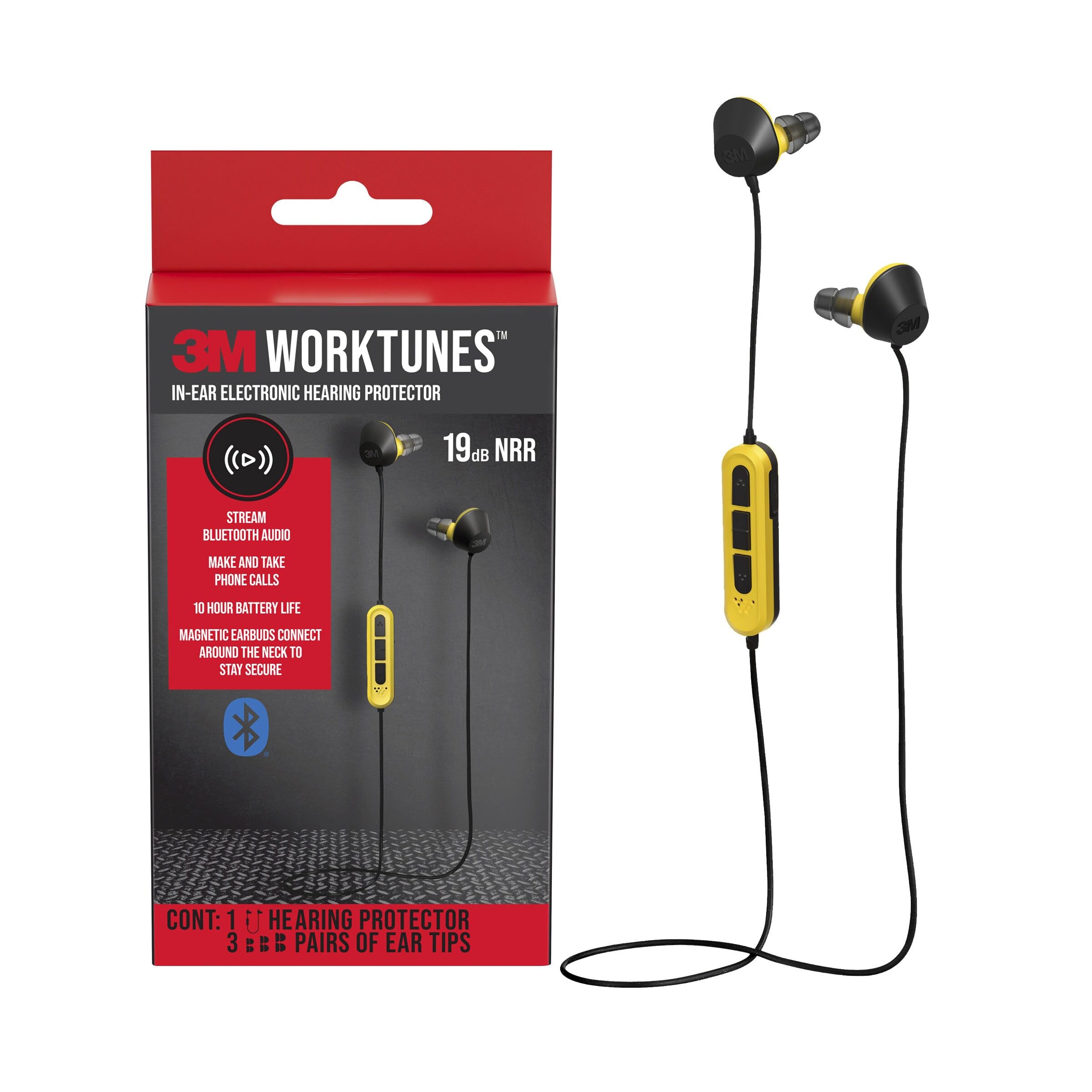 3M Bluetooth Ear Plugs/Ear Phones With Mic Black/Yellow, (Pack of 1)