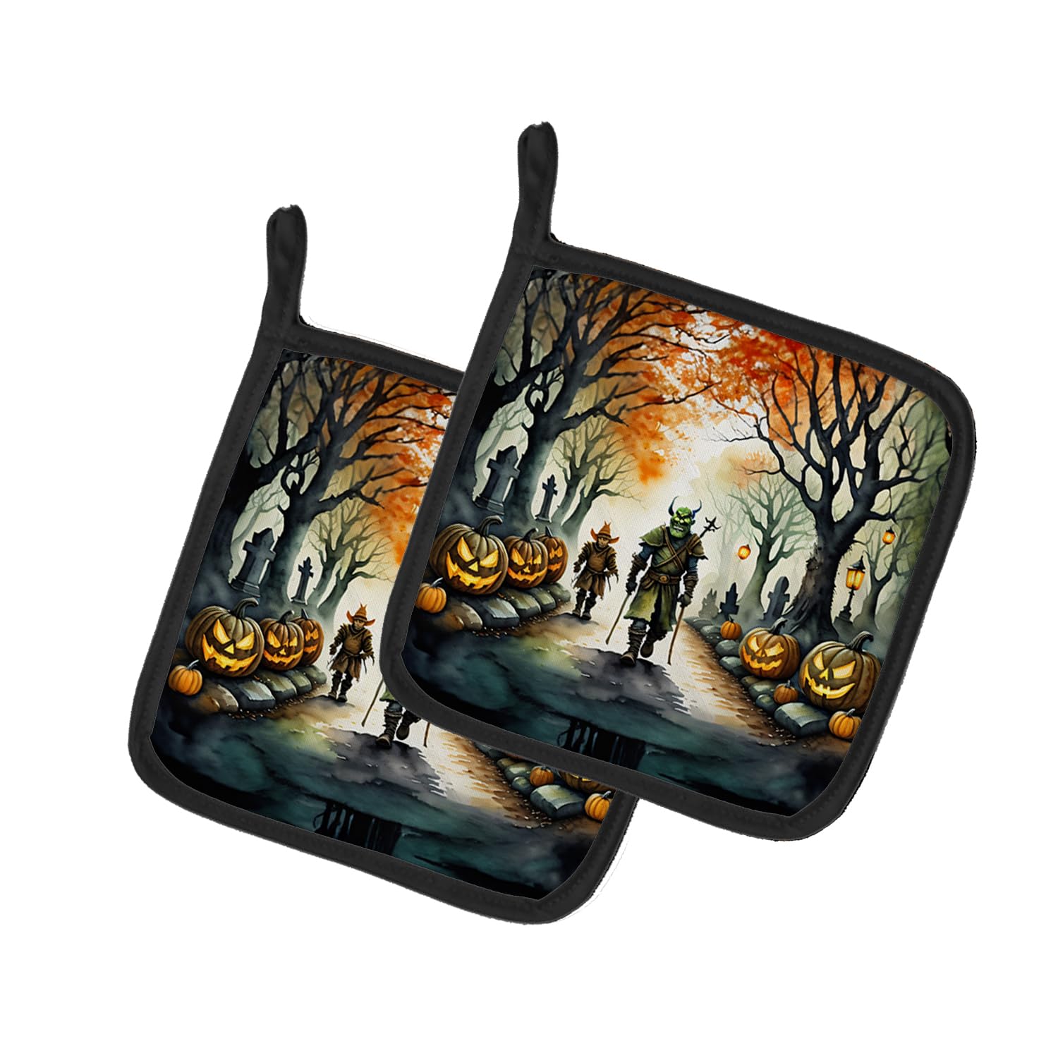 Orcs Spooky Halloween Pair of Pot Holders