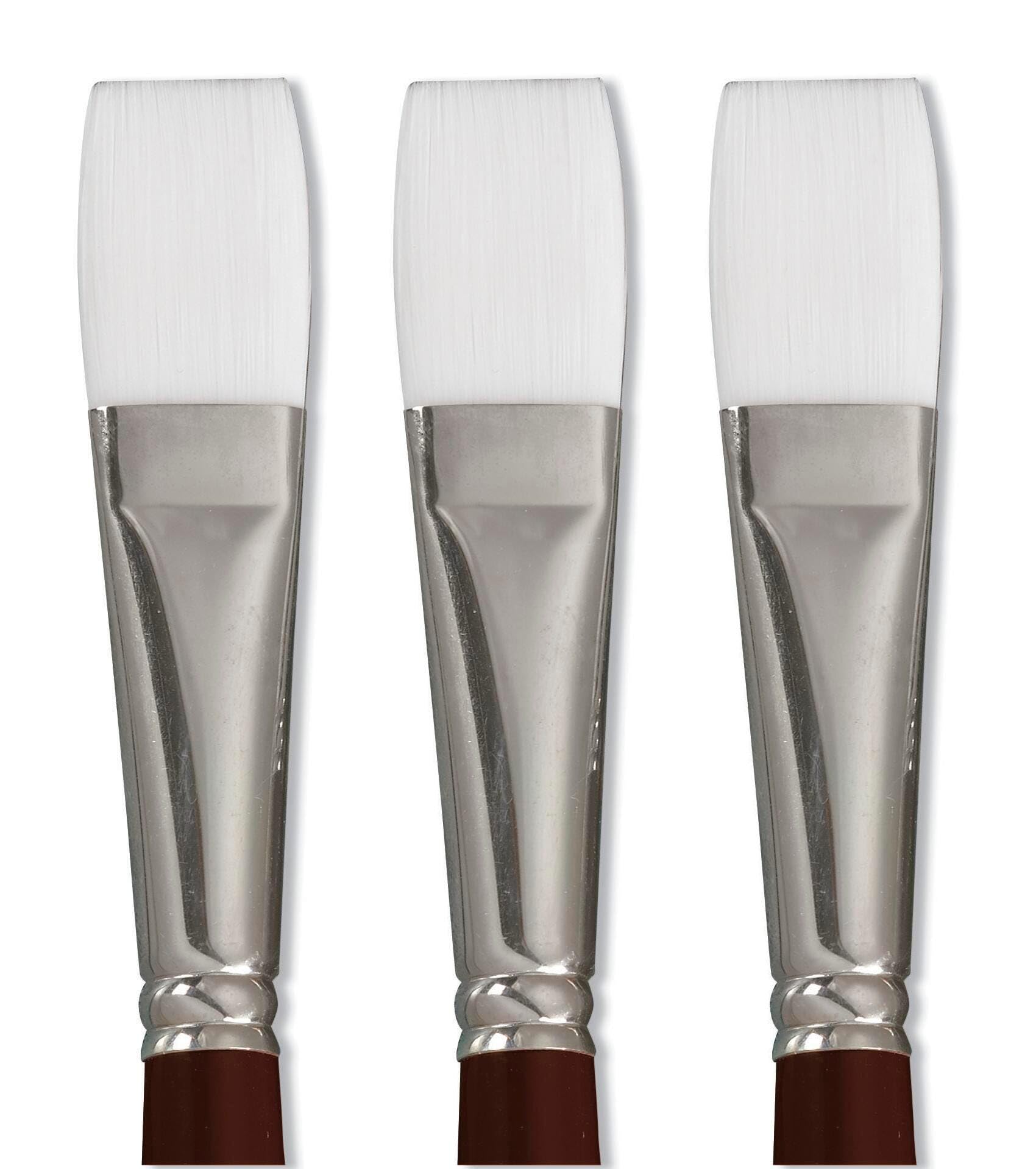 Sax Optimum Bright White Taklon Long Handle Paint Brush, Size 8, Pack Of 3