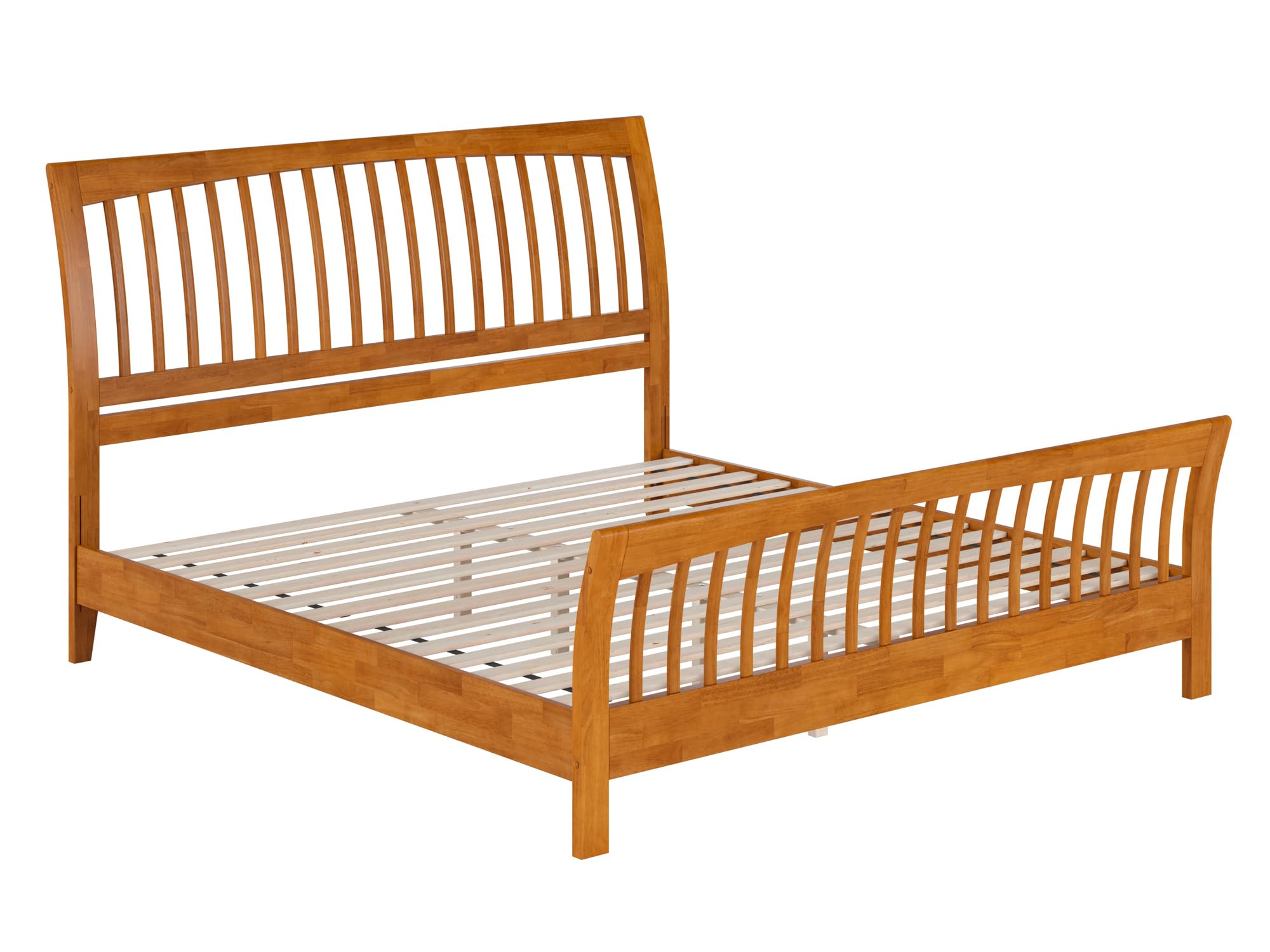 Orleans King Solid Wood Low Profile Platform Bed with Matching Footboard in Light Toffee