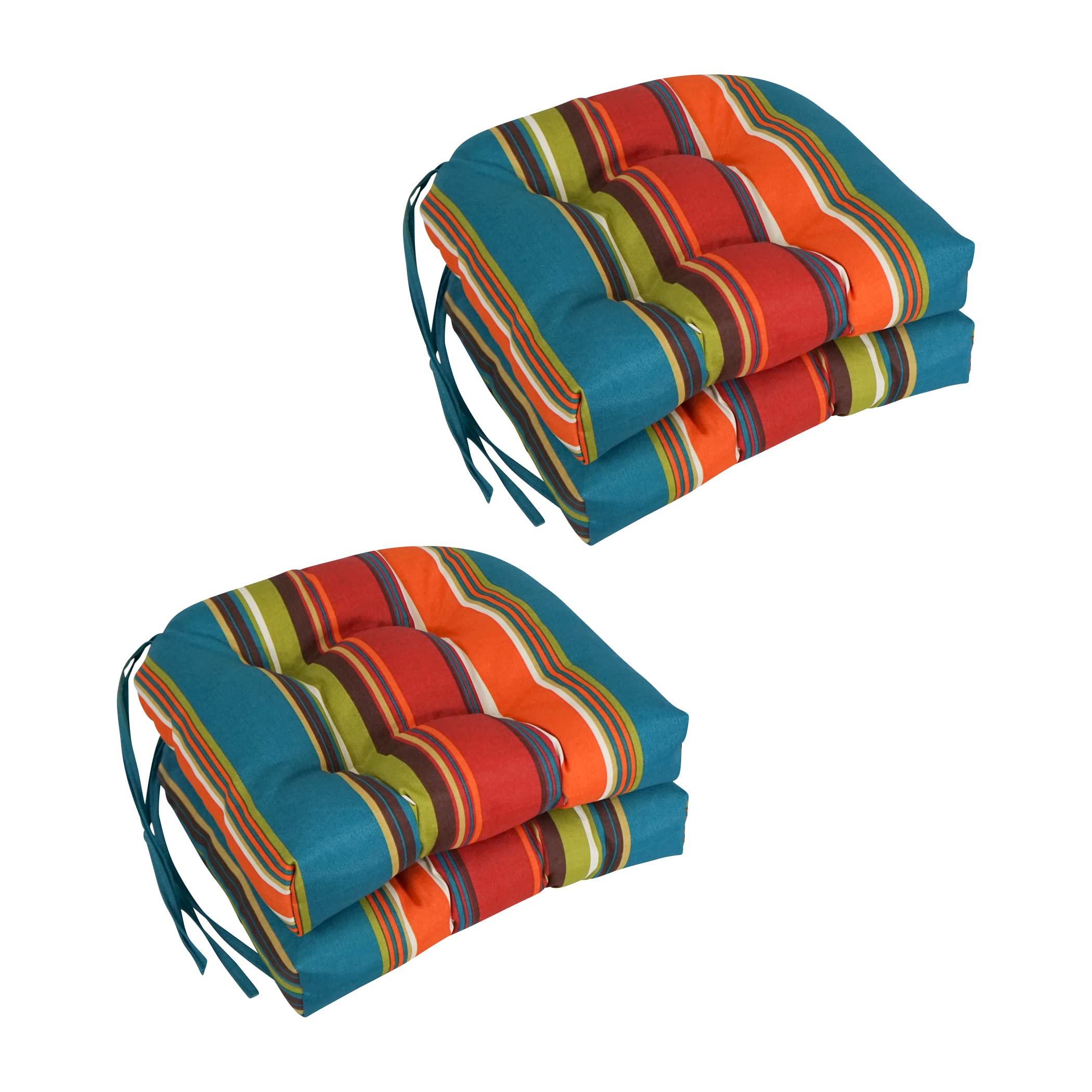 16-inch Outdoor Spun Polyester U-shaped Tufted Chair Cushions (Set of 4) - Westport Teal