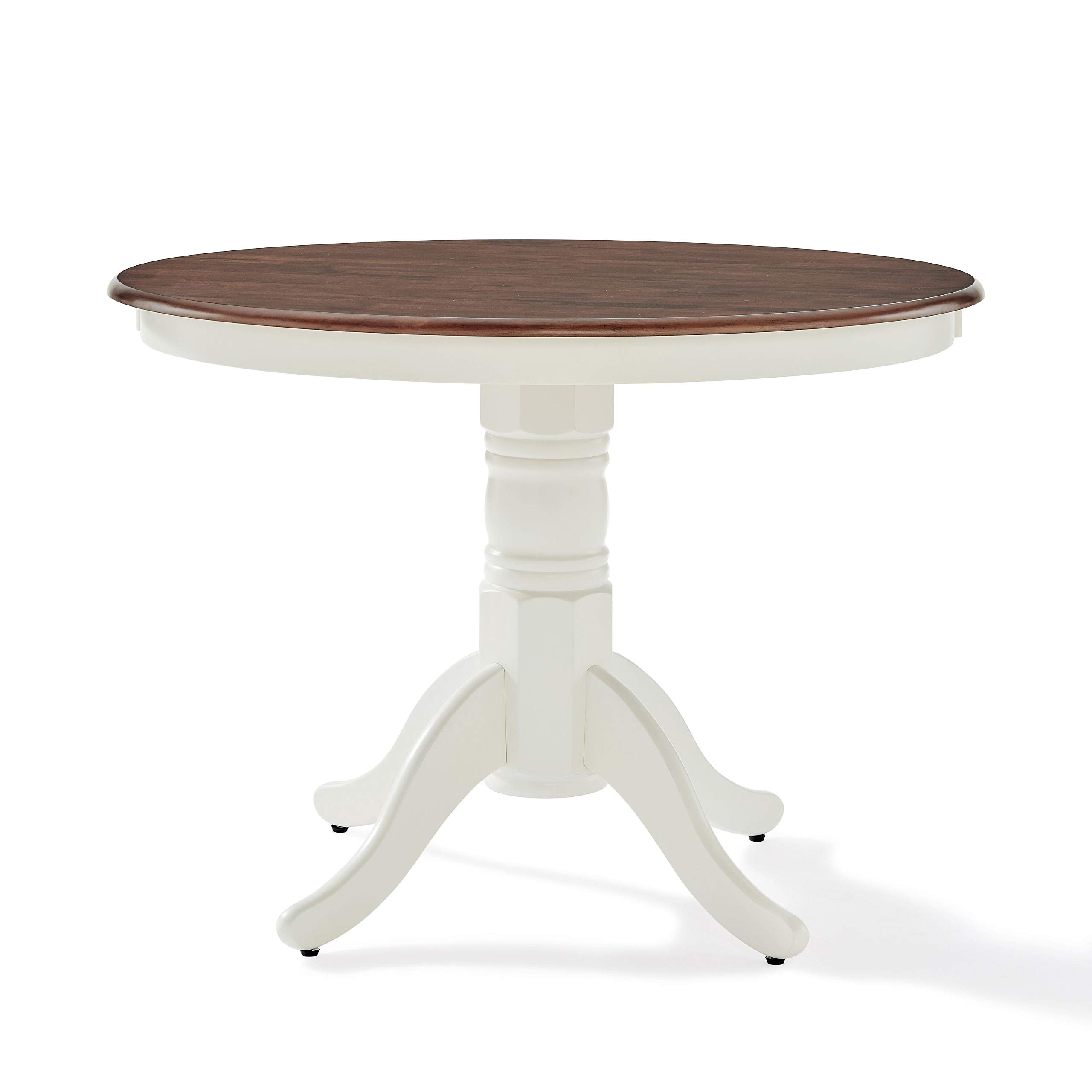 Casafoyer Furniture Shelby Traditional Round Wood Dining Room Table, Distressed White