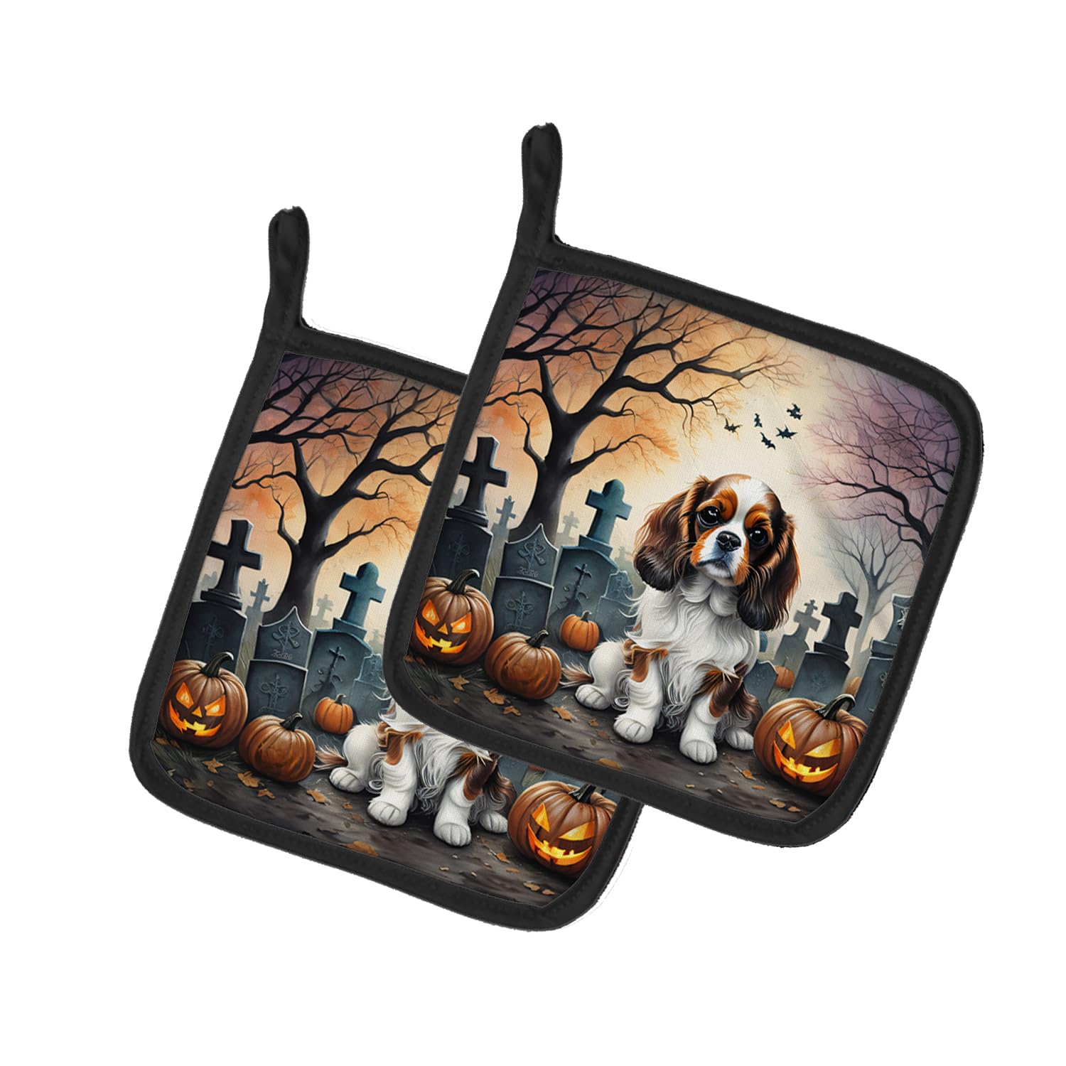 Cavalier Spaniel Spooky Halloween Pair of Pot Holders