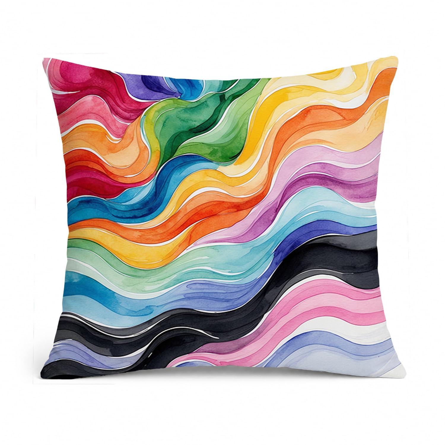 Carolines Treasures Progress Pride Waves of Unity Throw Pillow Machine Washable, Indoor Outdoor Decorative Pillow for Couch, Bed or Patio, 14Hx14W